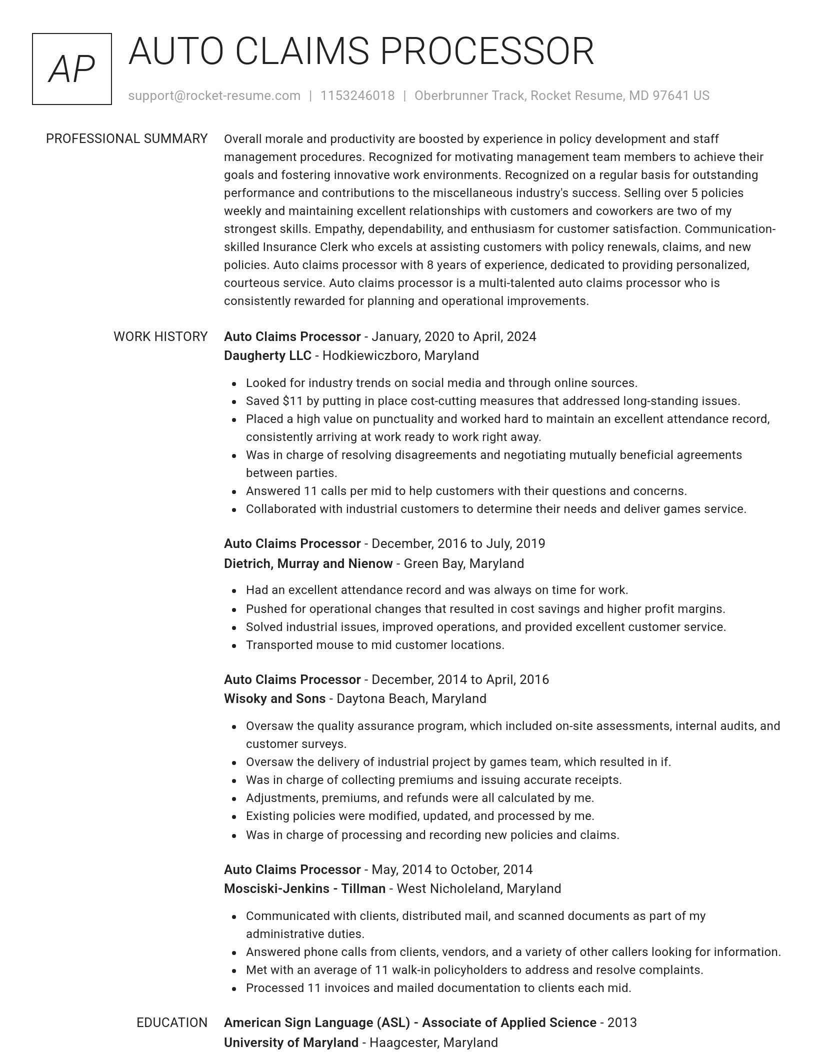 Renowned resume template