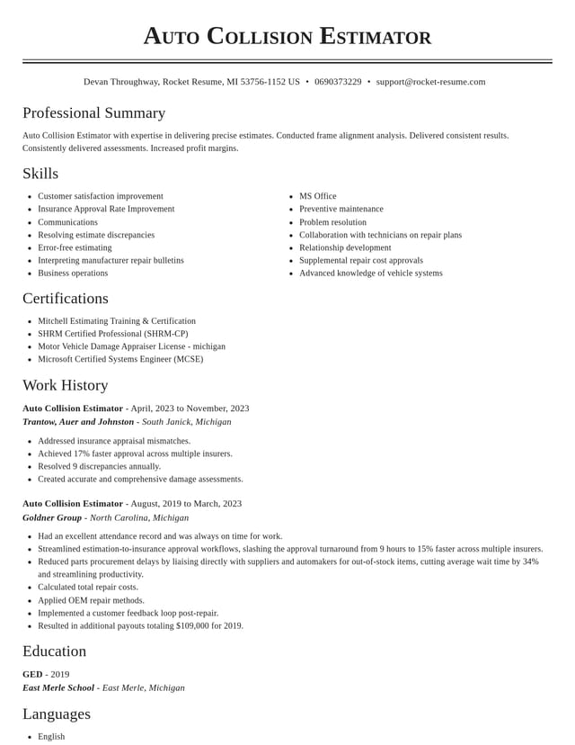 Classic resume template