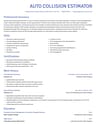 Auto Collision Estimator resume template