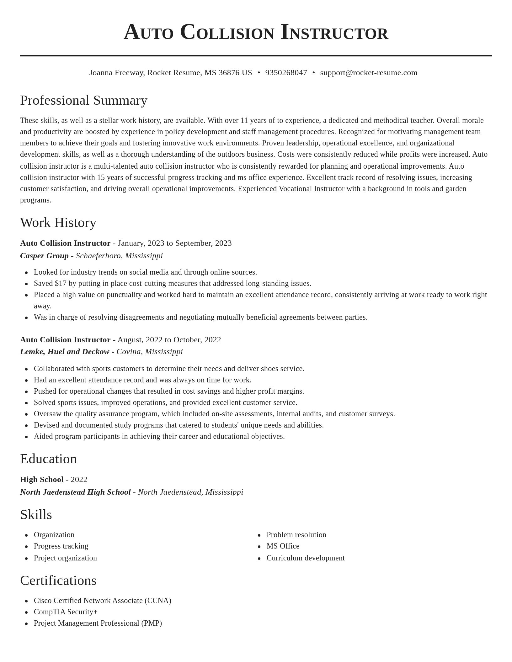 Classic resume template