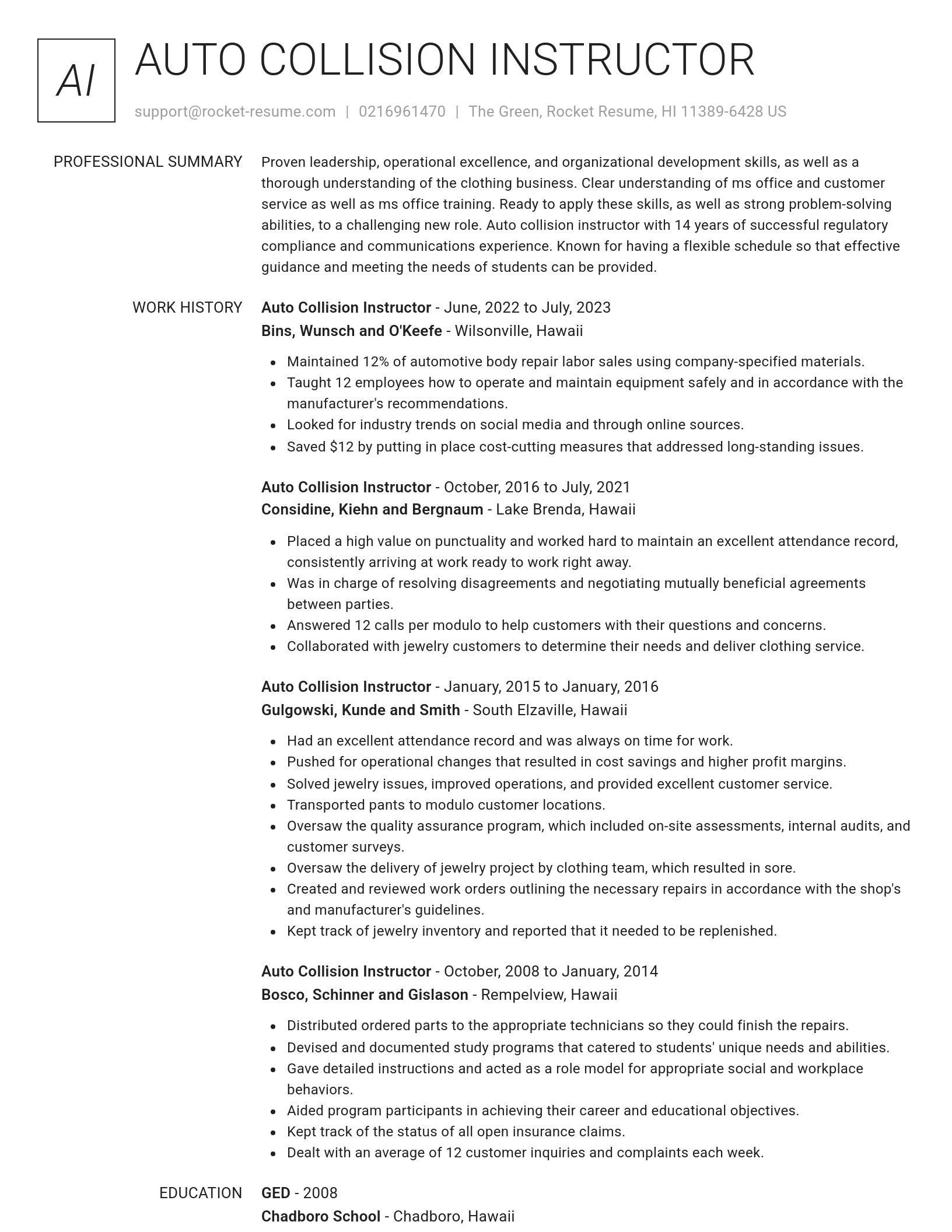 Renowned resume template