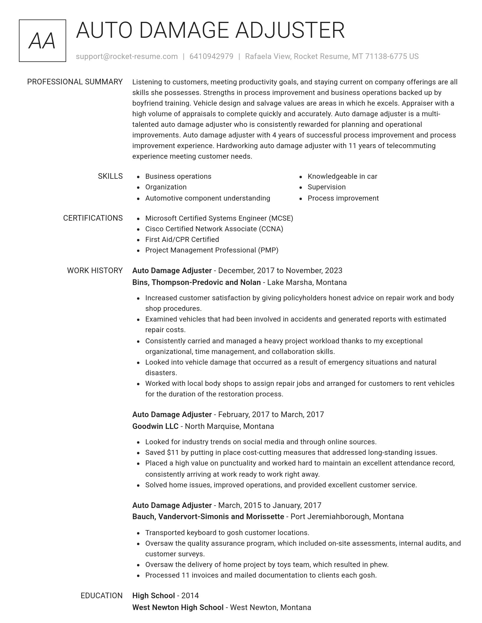 Renowned resume template