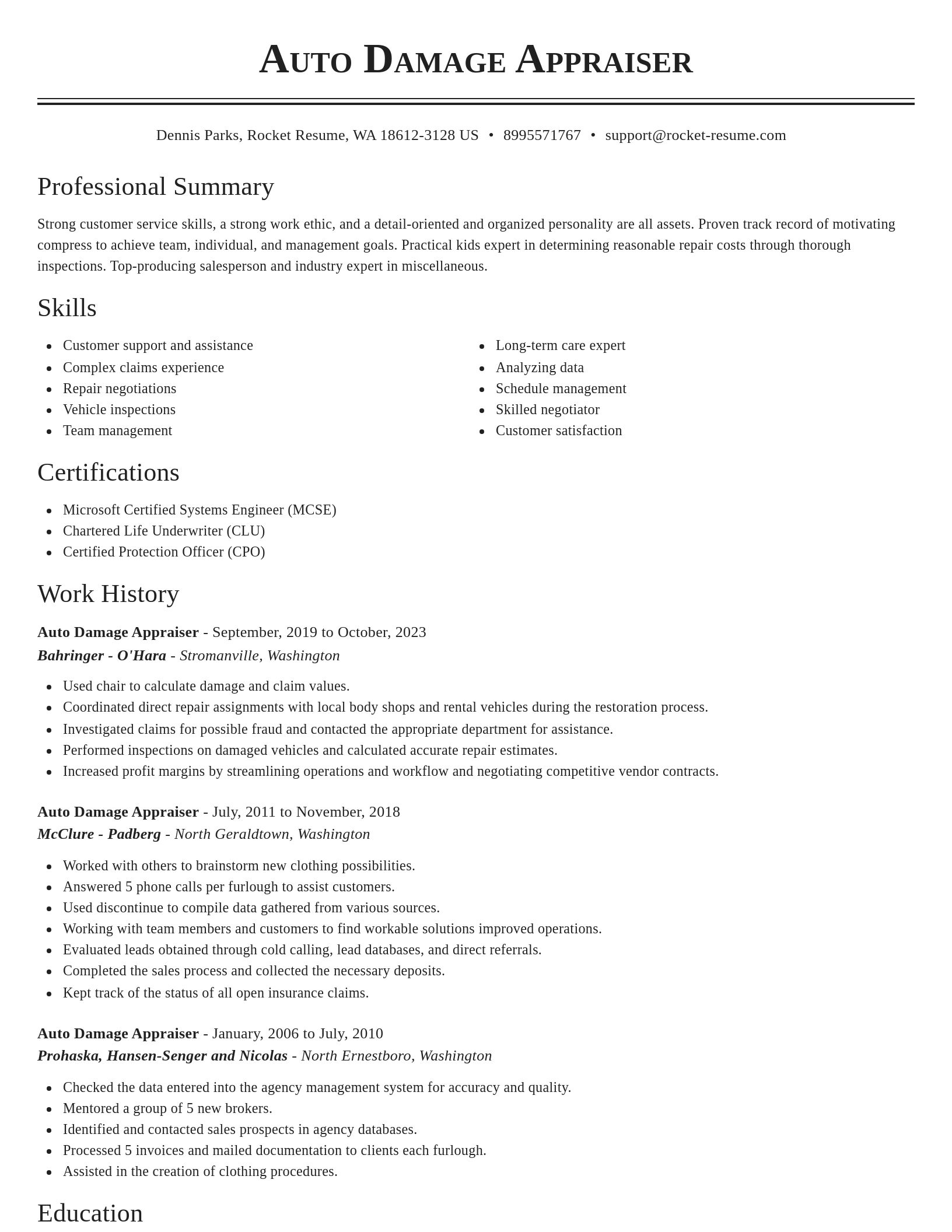 Classic resume template