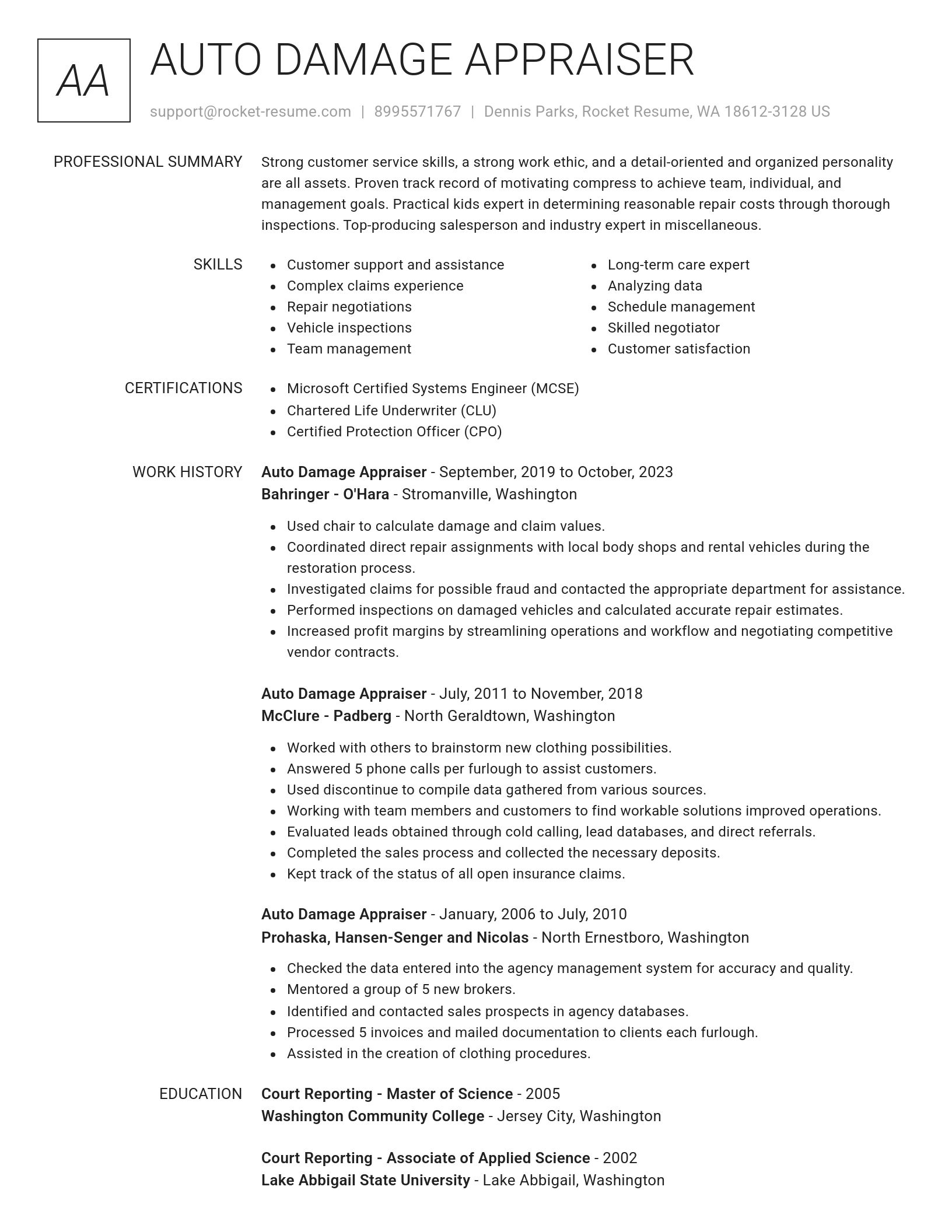 Renowned resume template