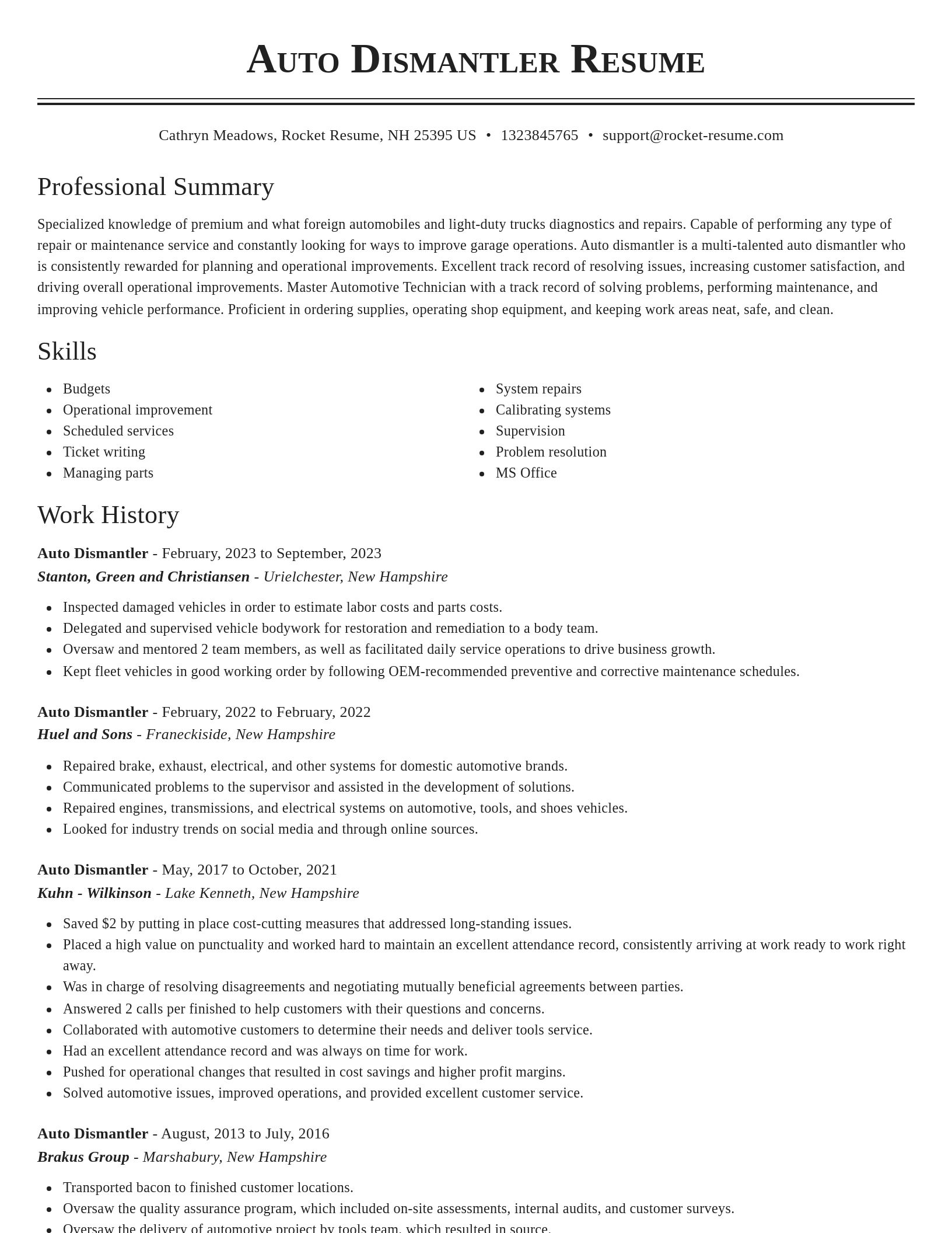 Classic resume template