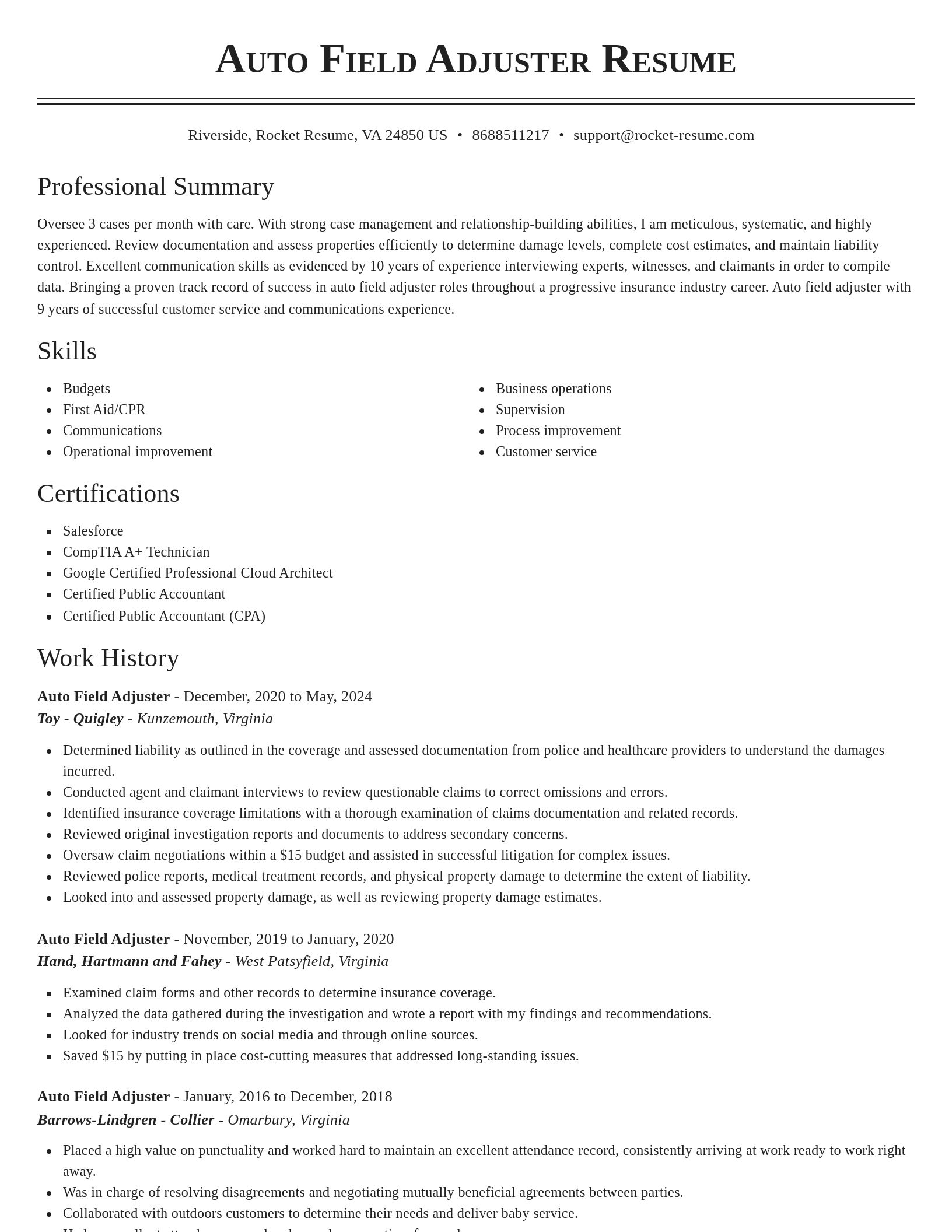Classic resume template