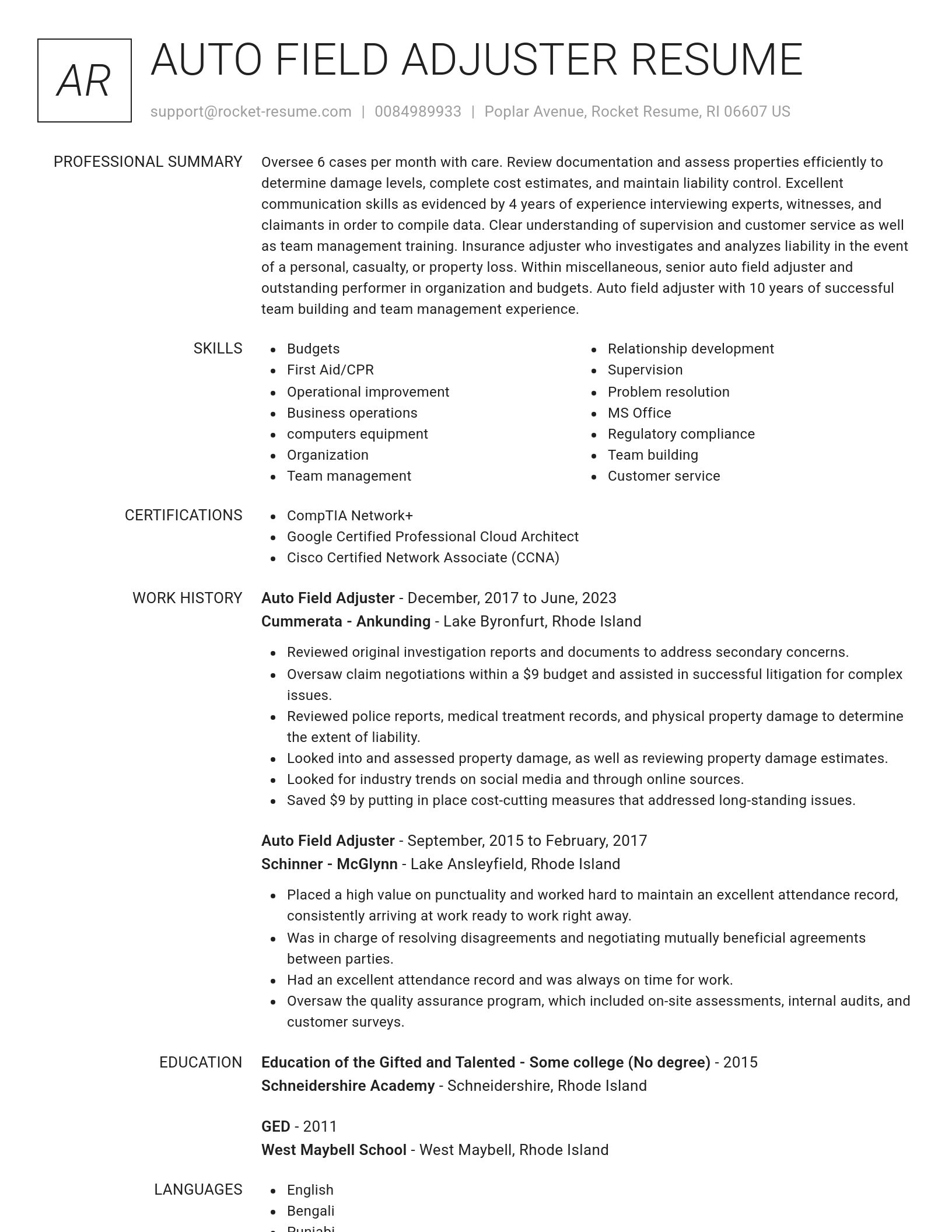 Renowned resume template