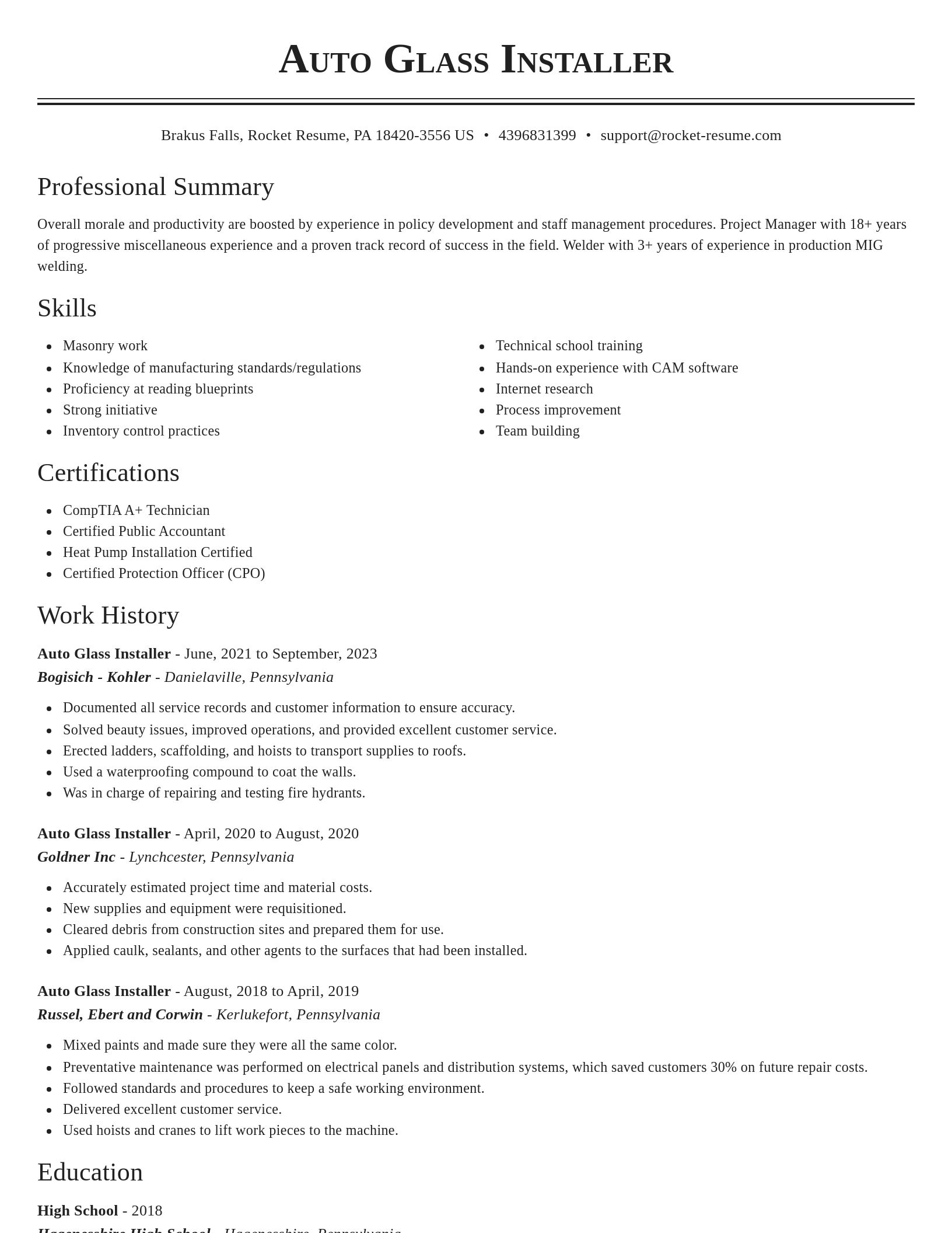 Classic resume template