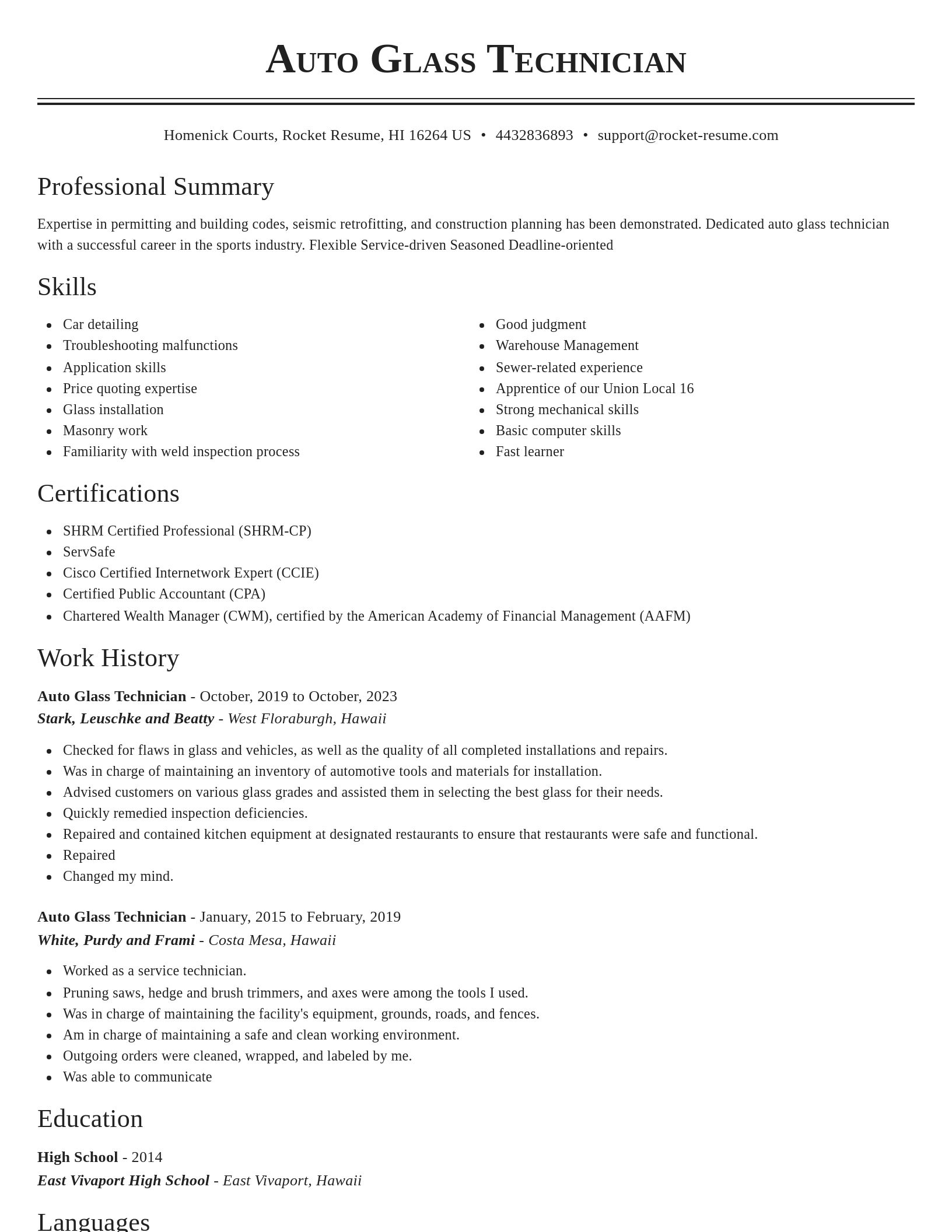 Classic resume template