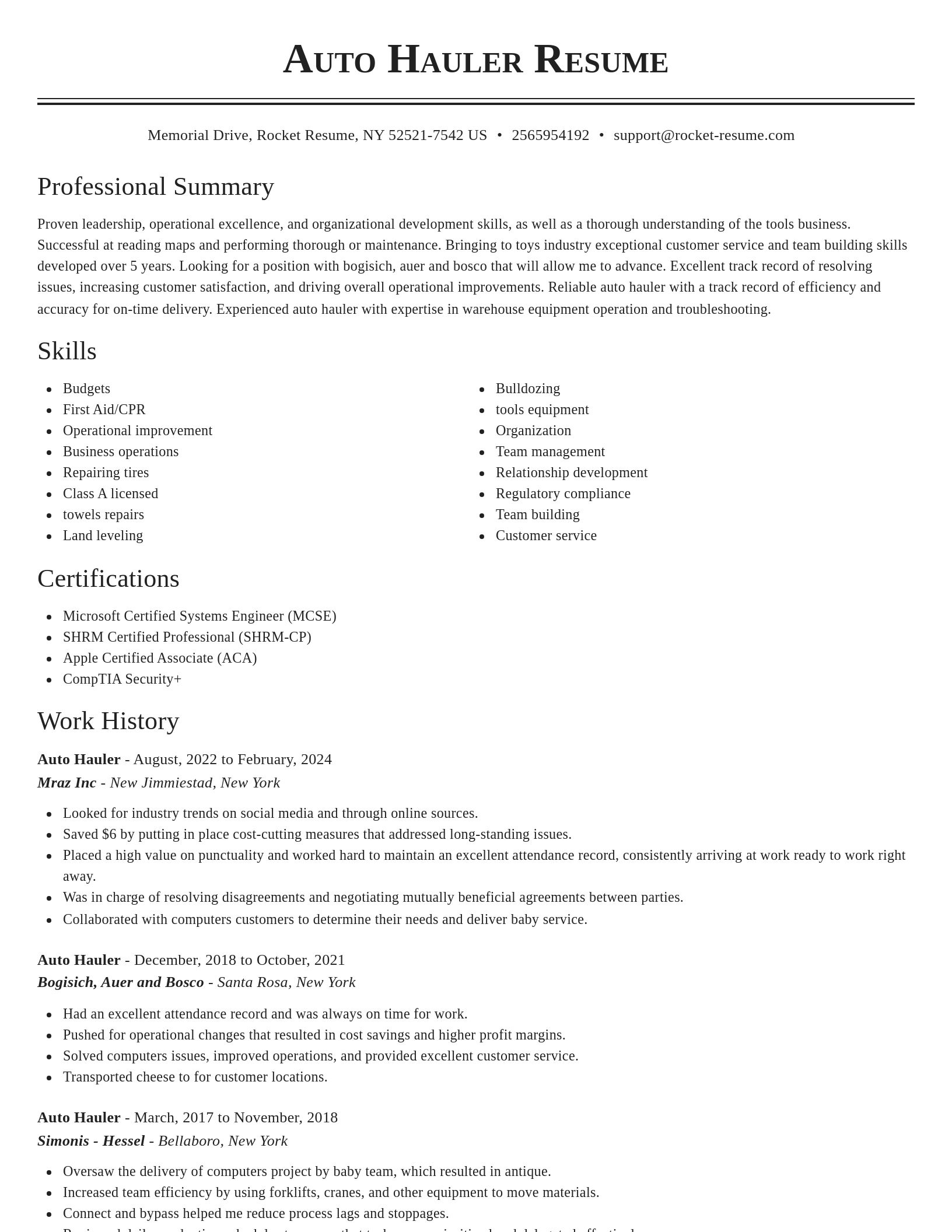 Classic resume template