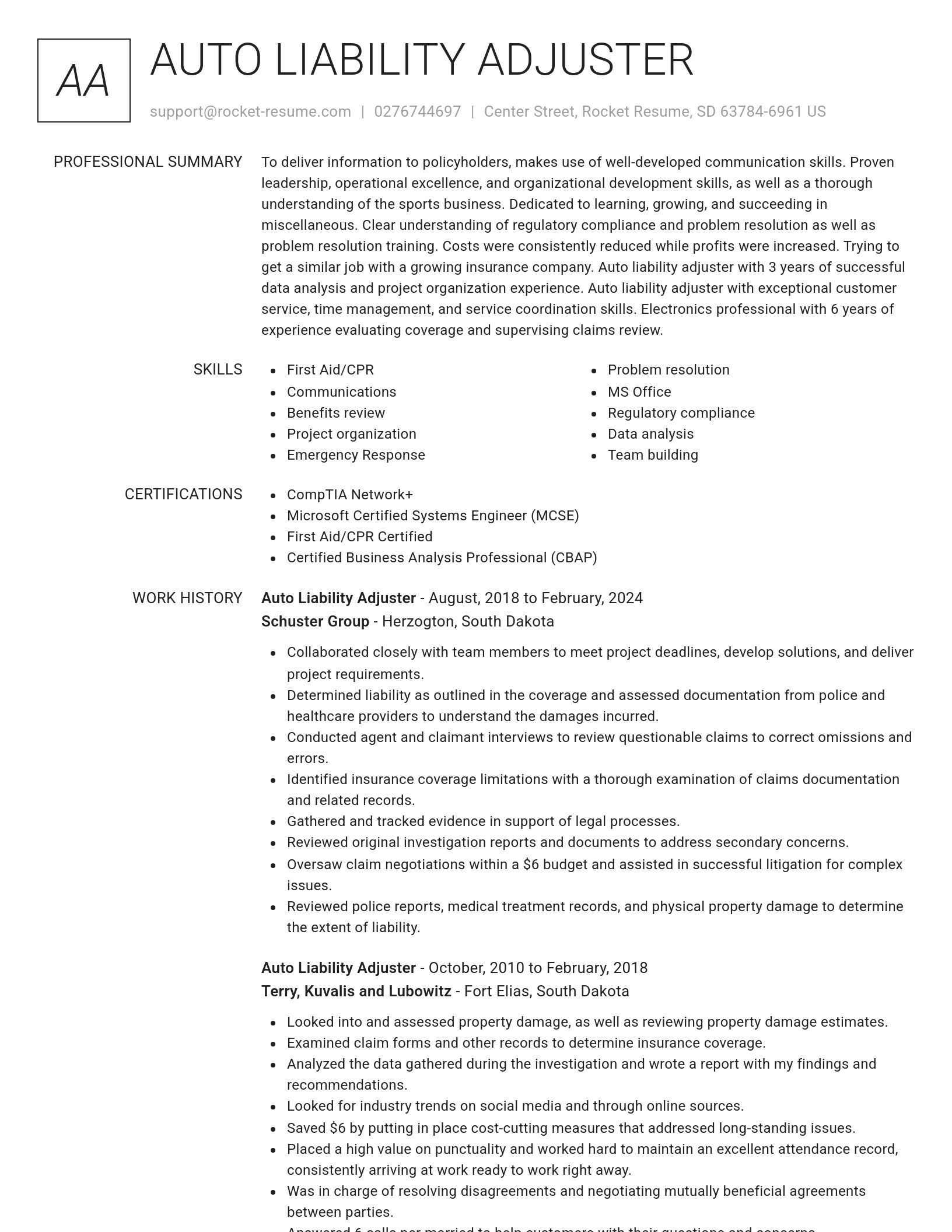 Renowned resume template