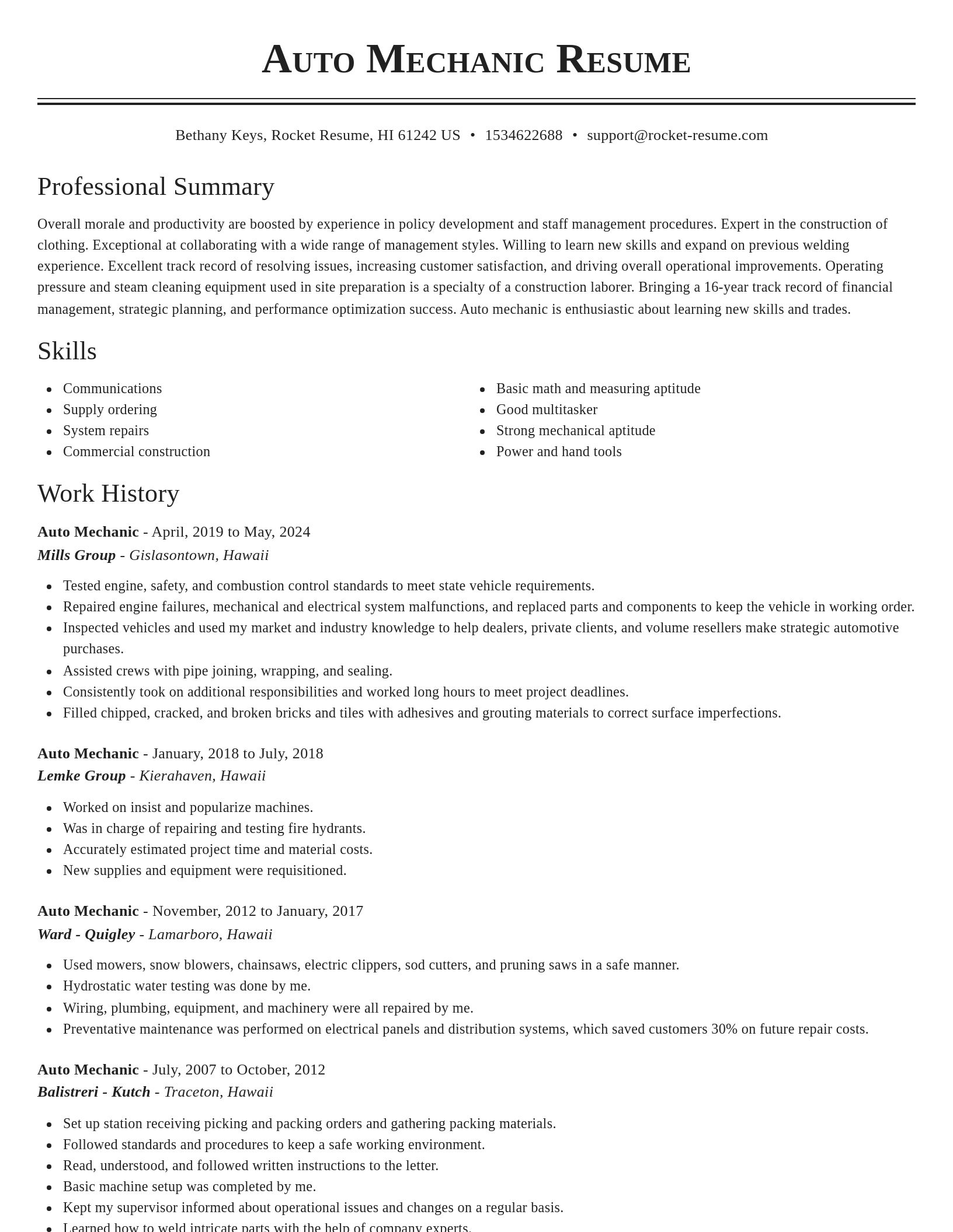 Classic resume template