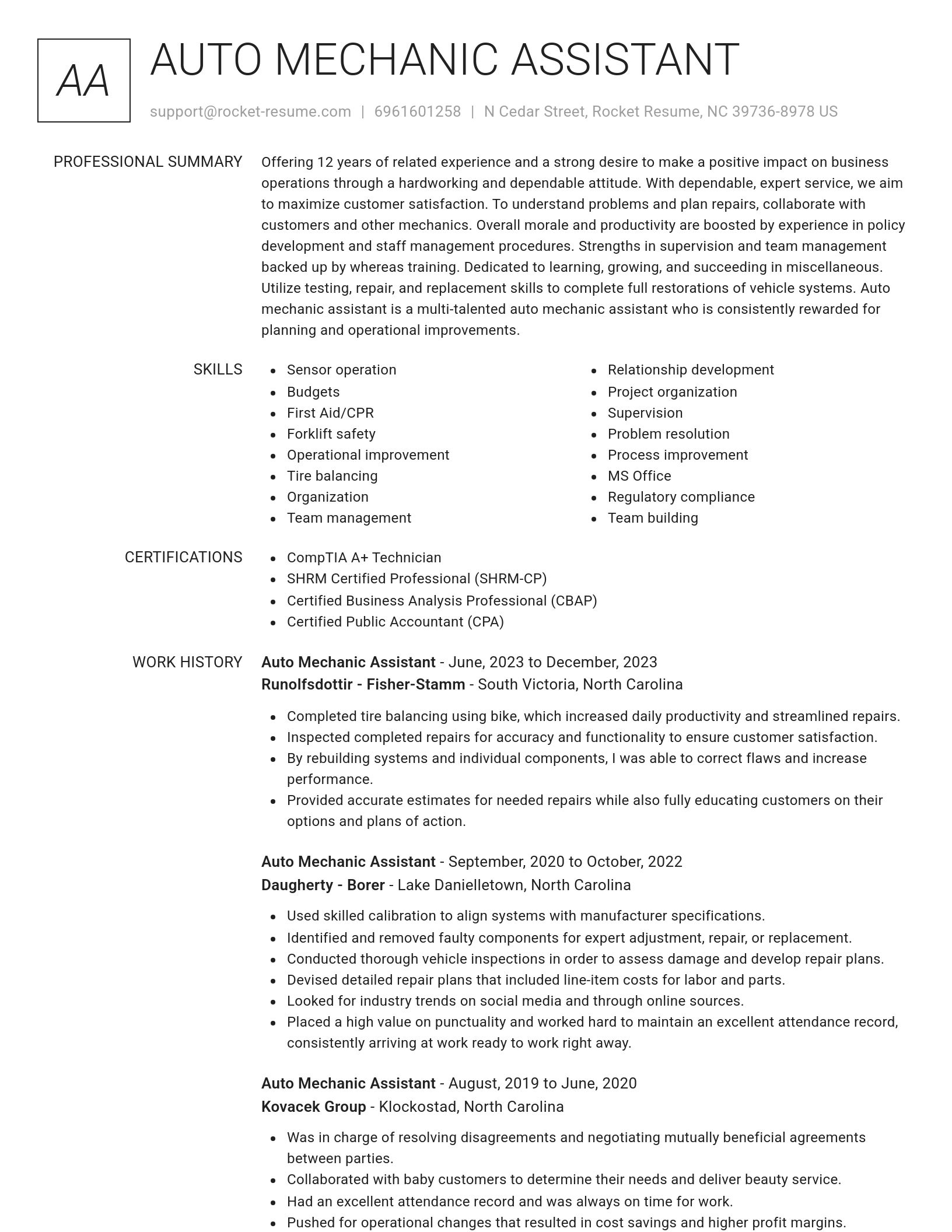 Renowned resume template