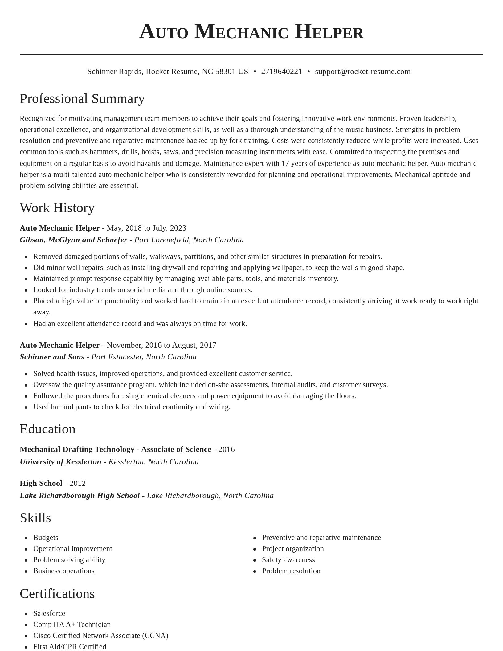 Classic resume template