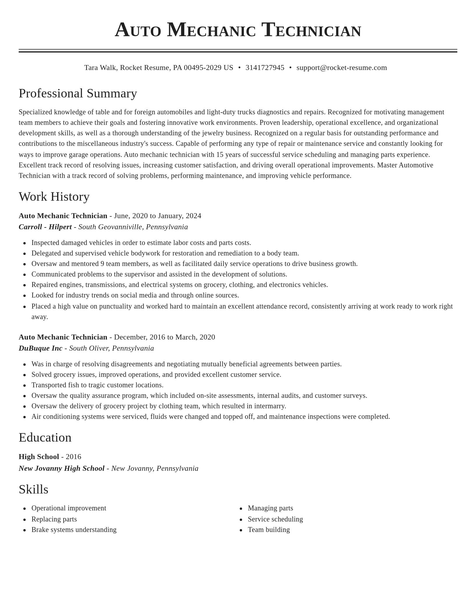 Classic resume template