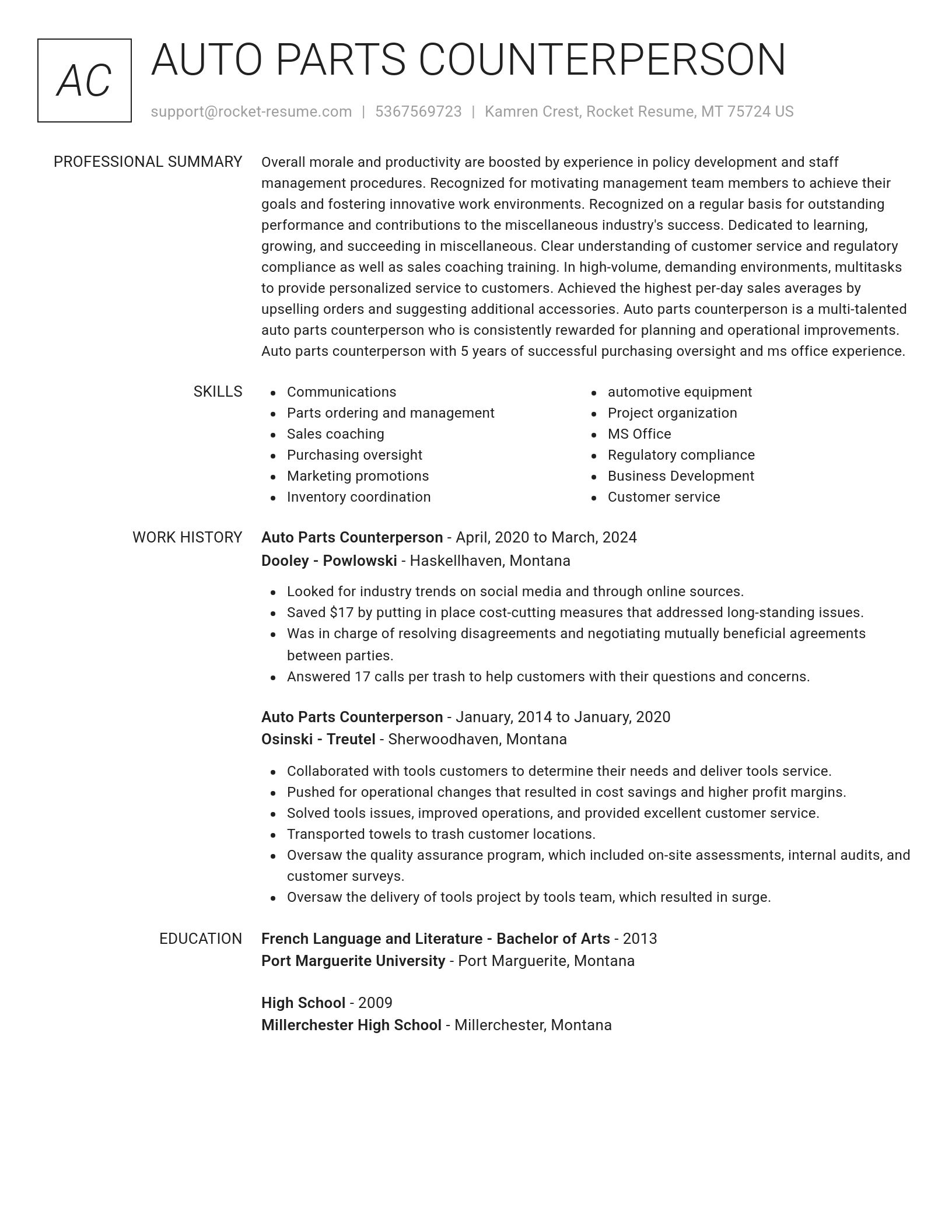 Renowned resume template