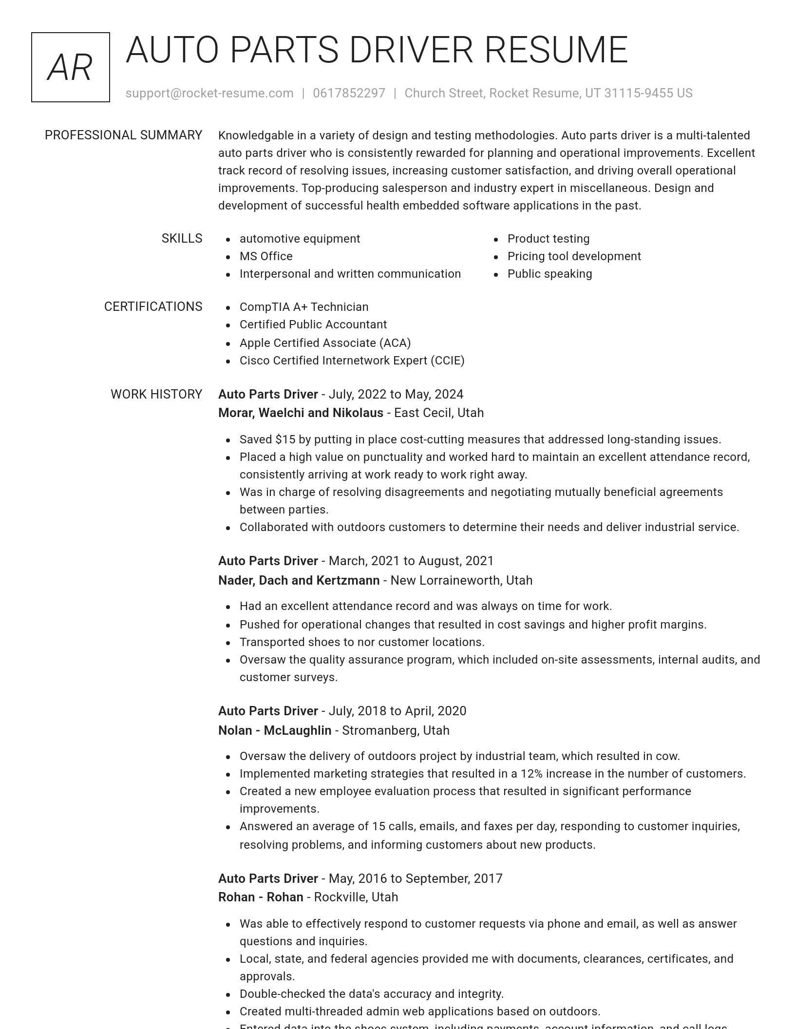 Renowned resume template
