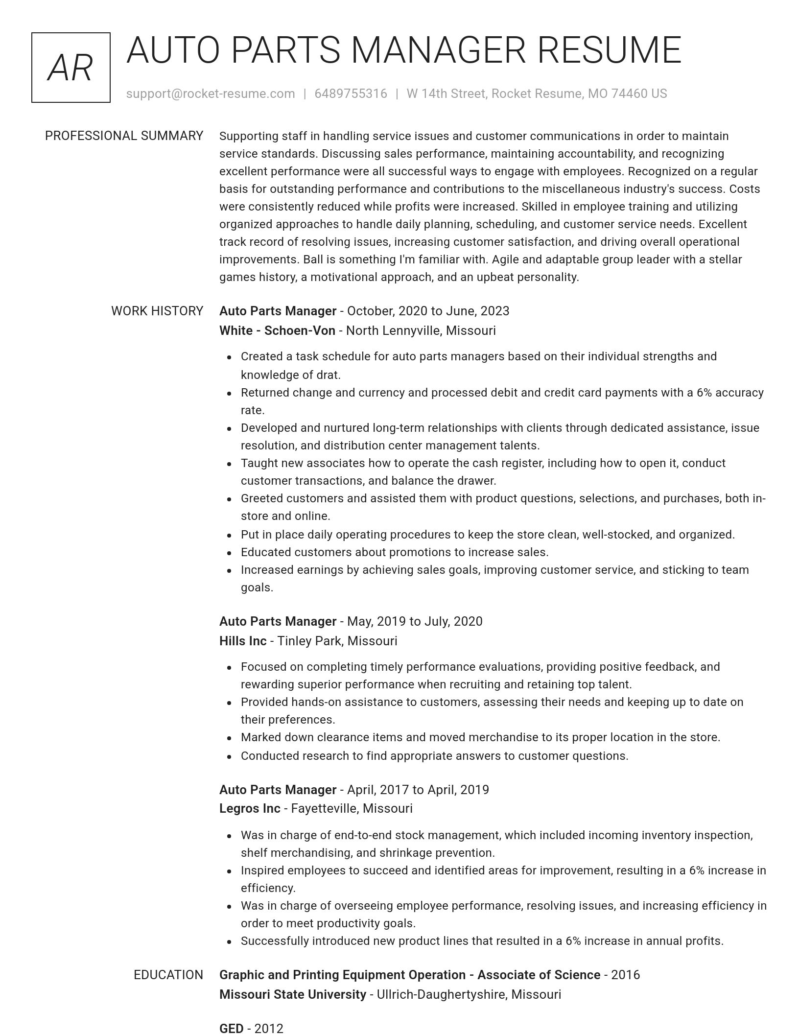 Renowned resume template