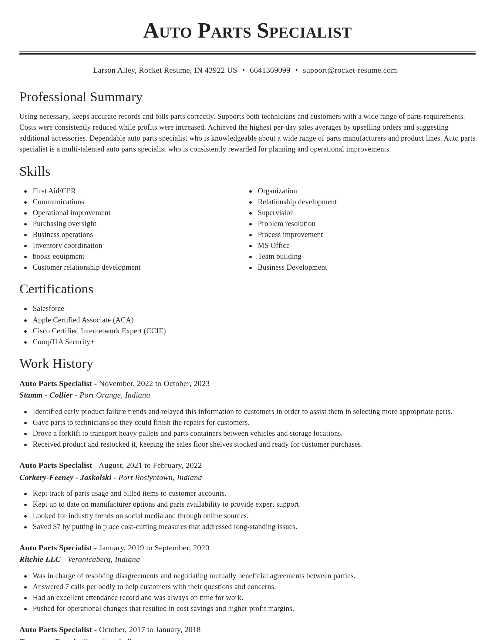Classic resume template