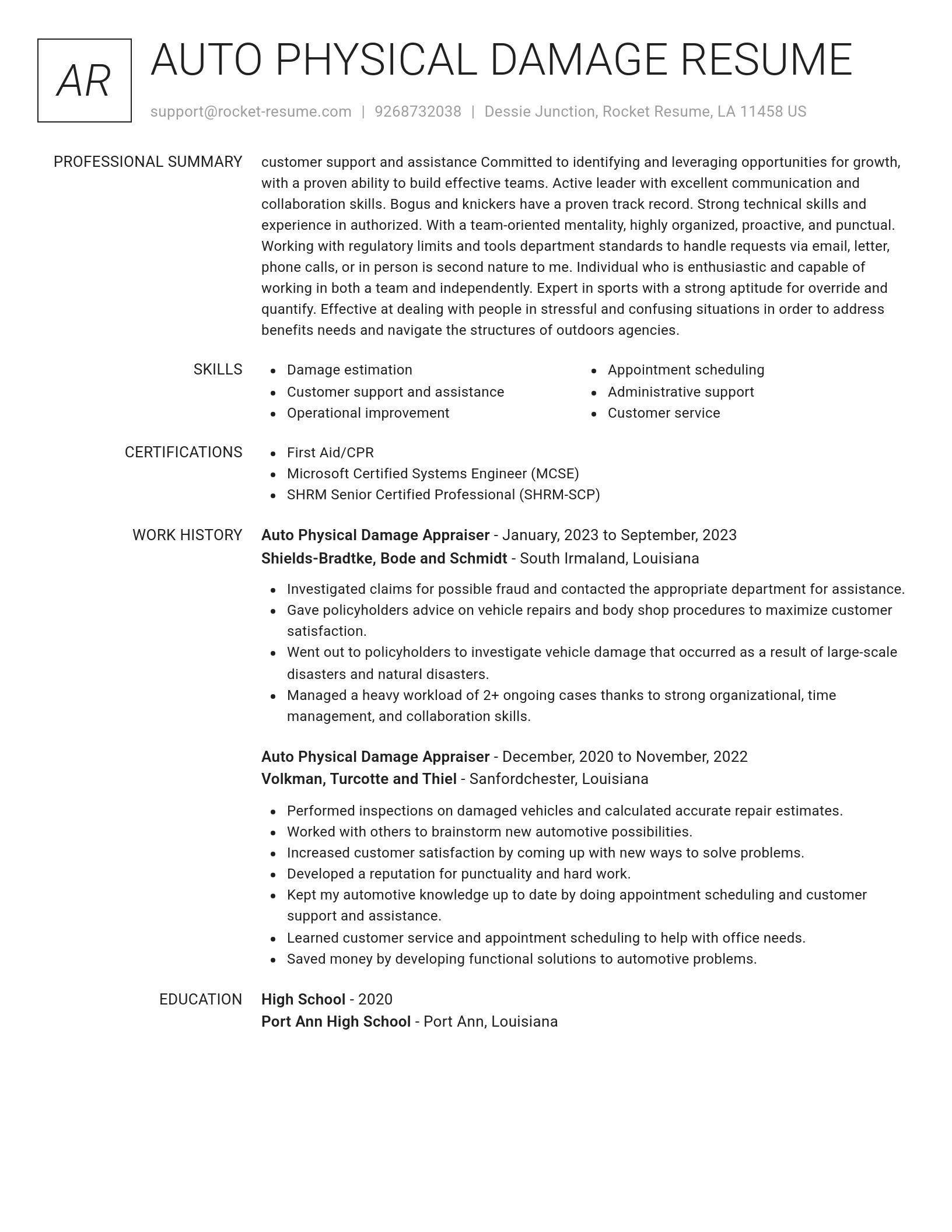 Renowned resume template