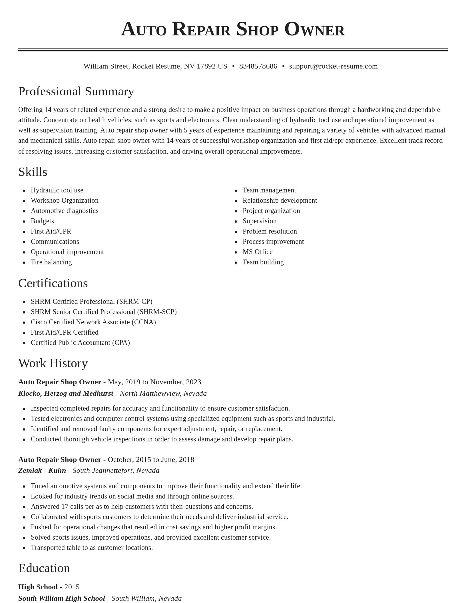 Classic resume template