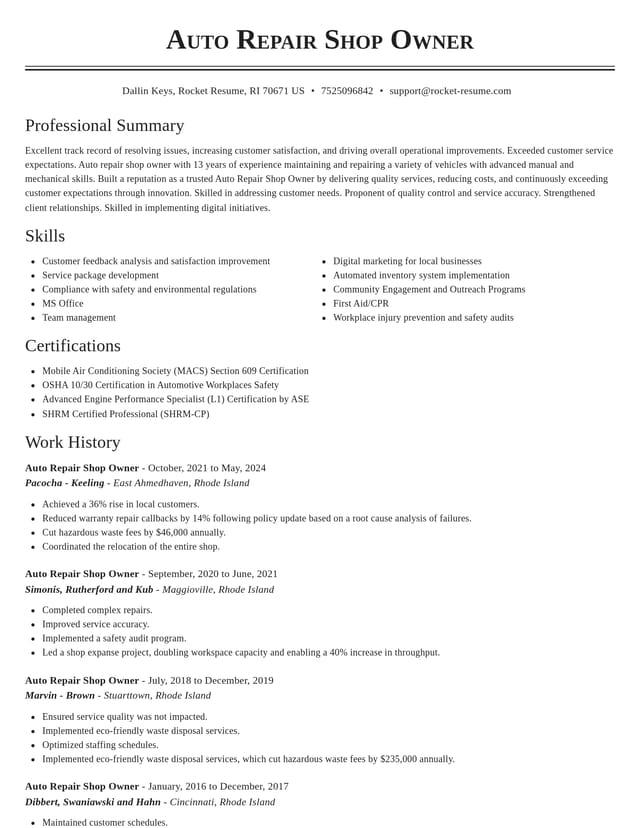 Classic resume template