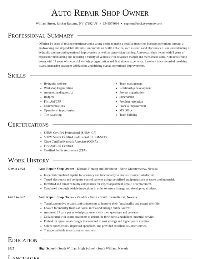 Director resume template