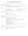 Auto Repair Shop Owner resume template