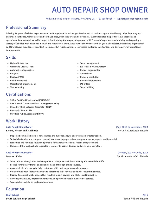 Novel resume template