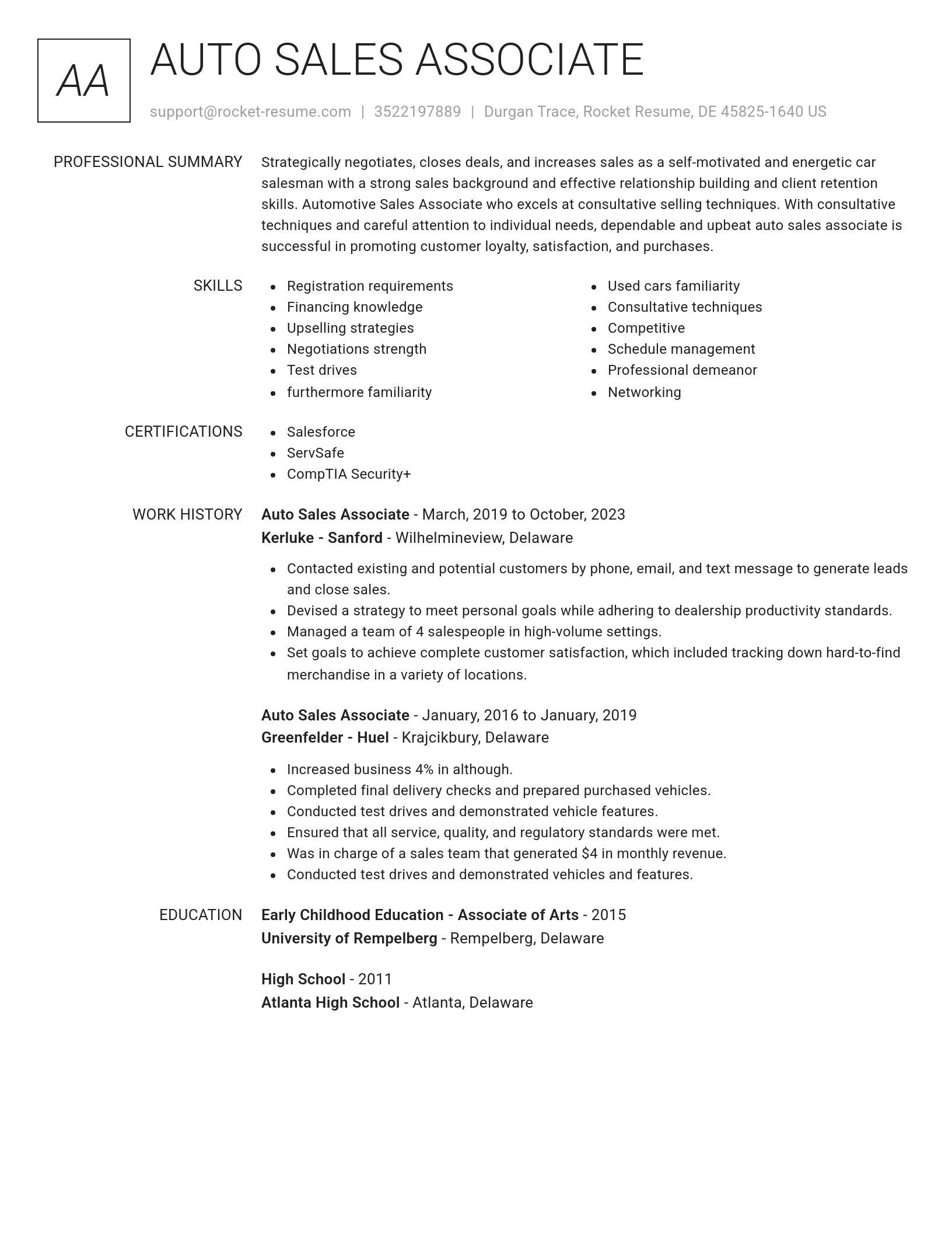 Renowned resume template