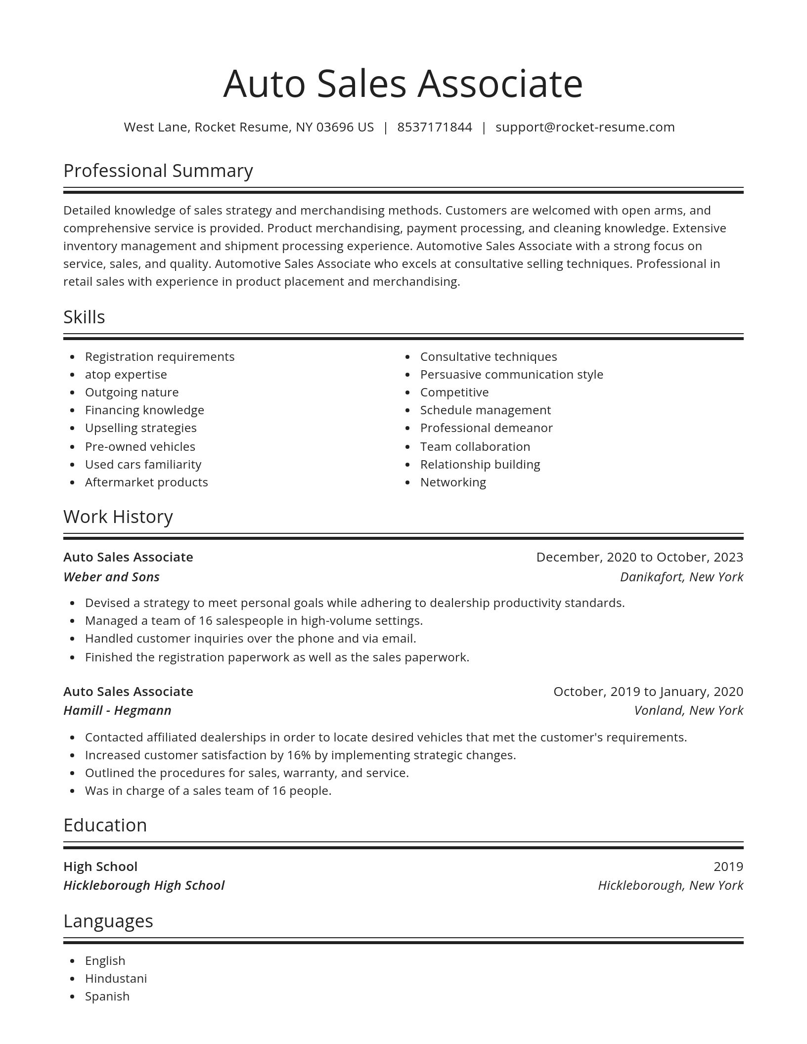 Spotlight resume template