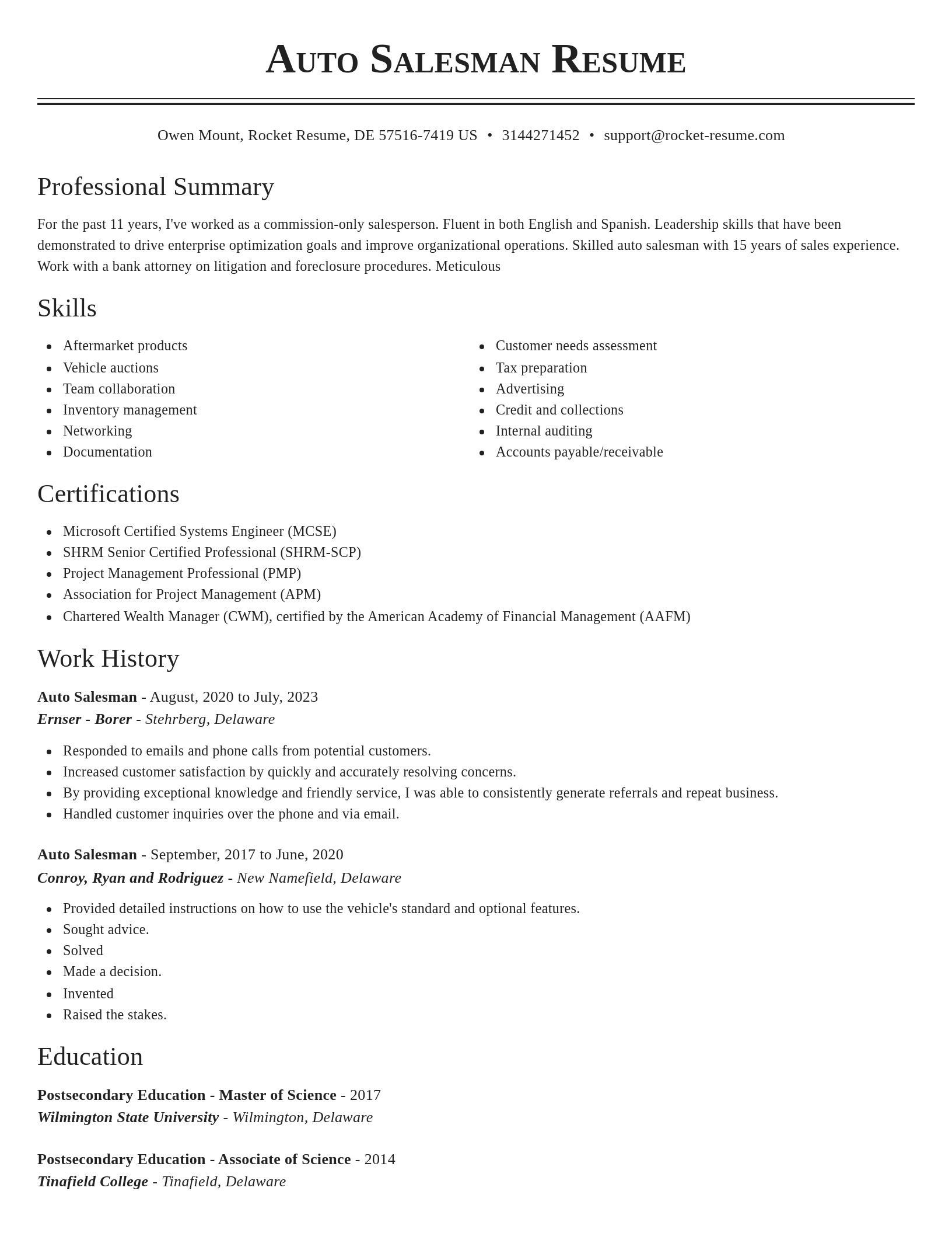 Classic resume template