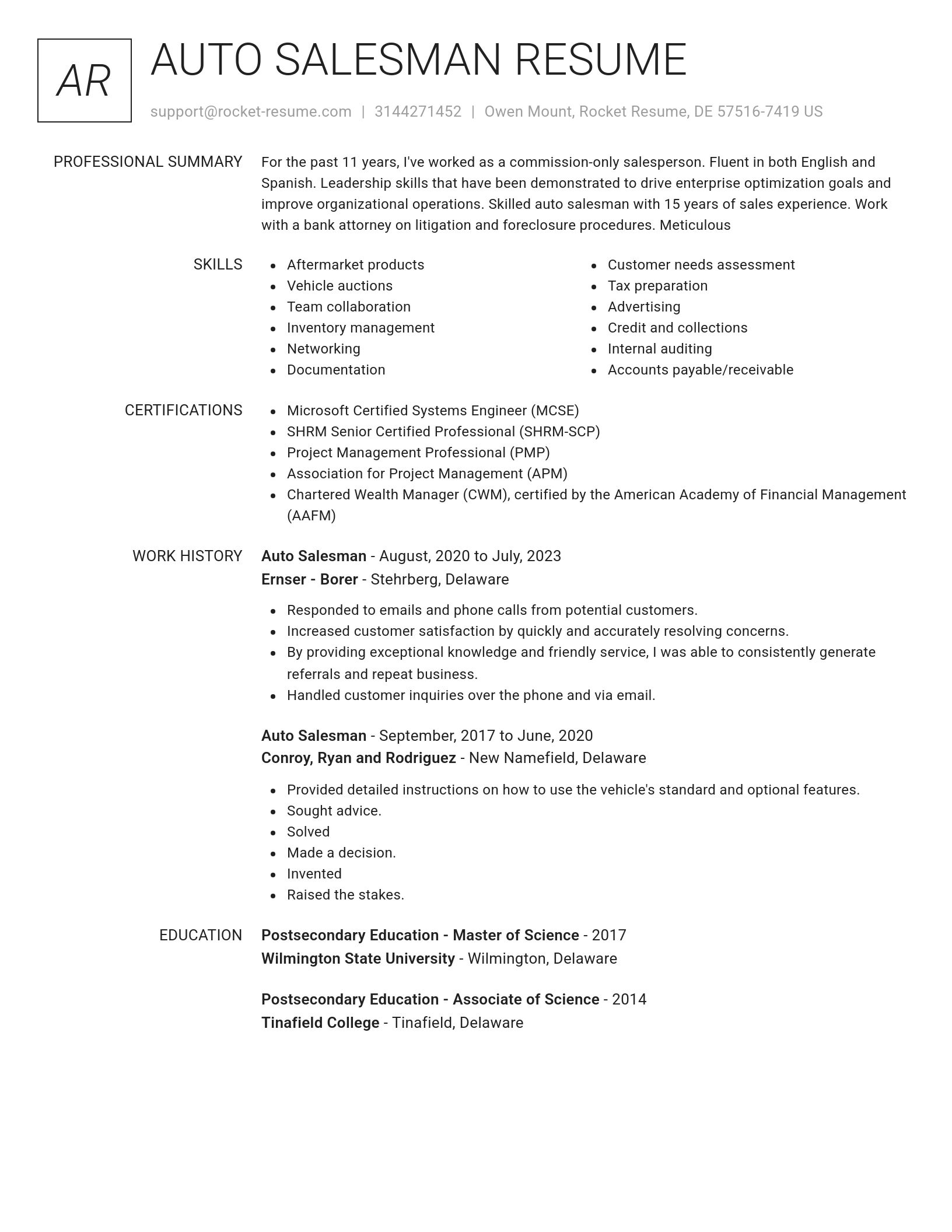 Renowned resume template