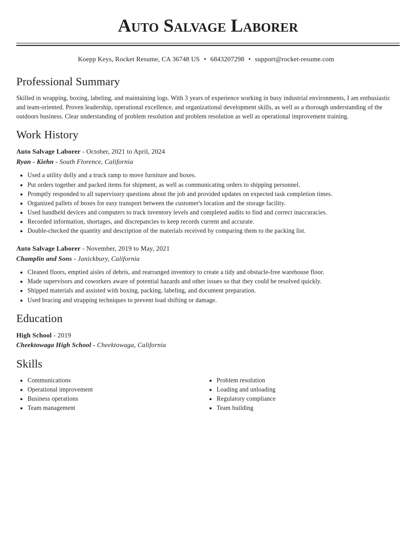 Classic resume template