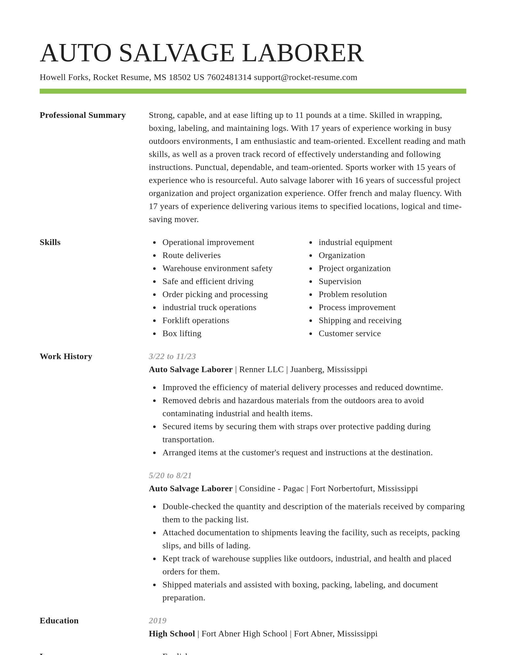Smart resume template