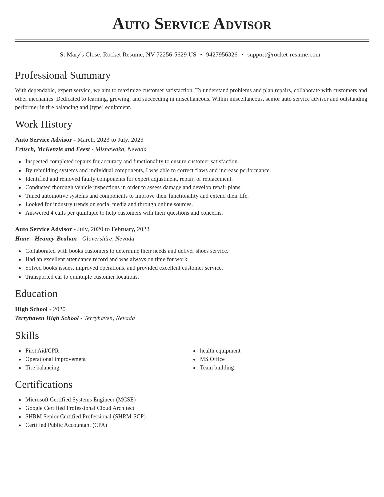 Classic resume template