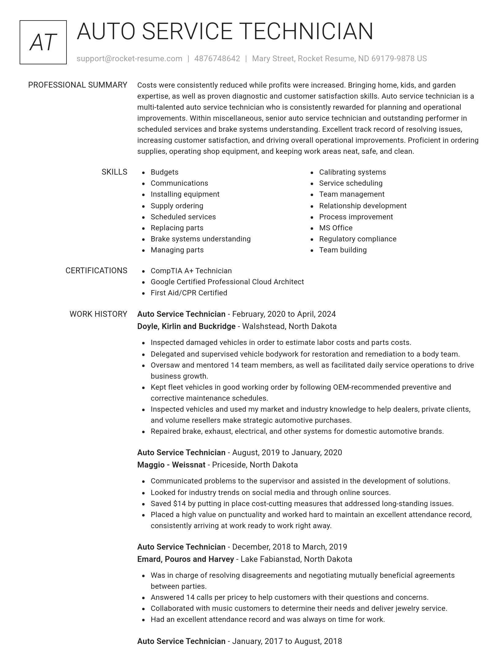 Renowned resume template
