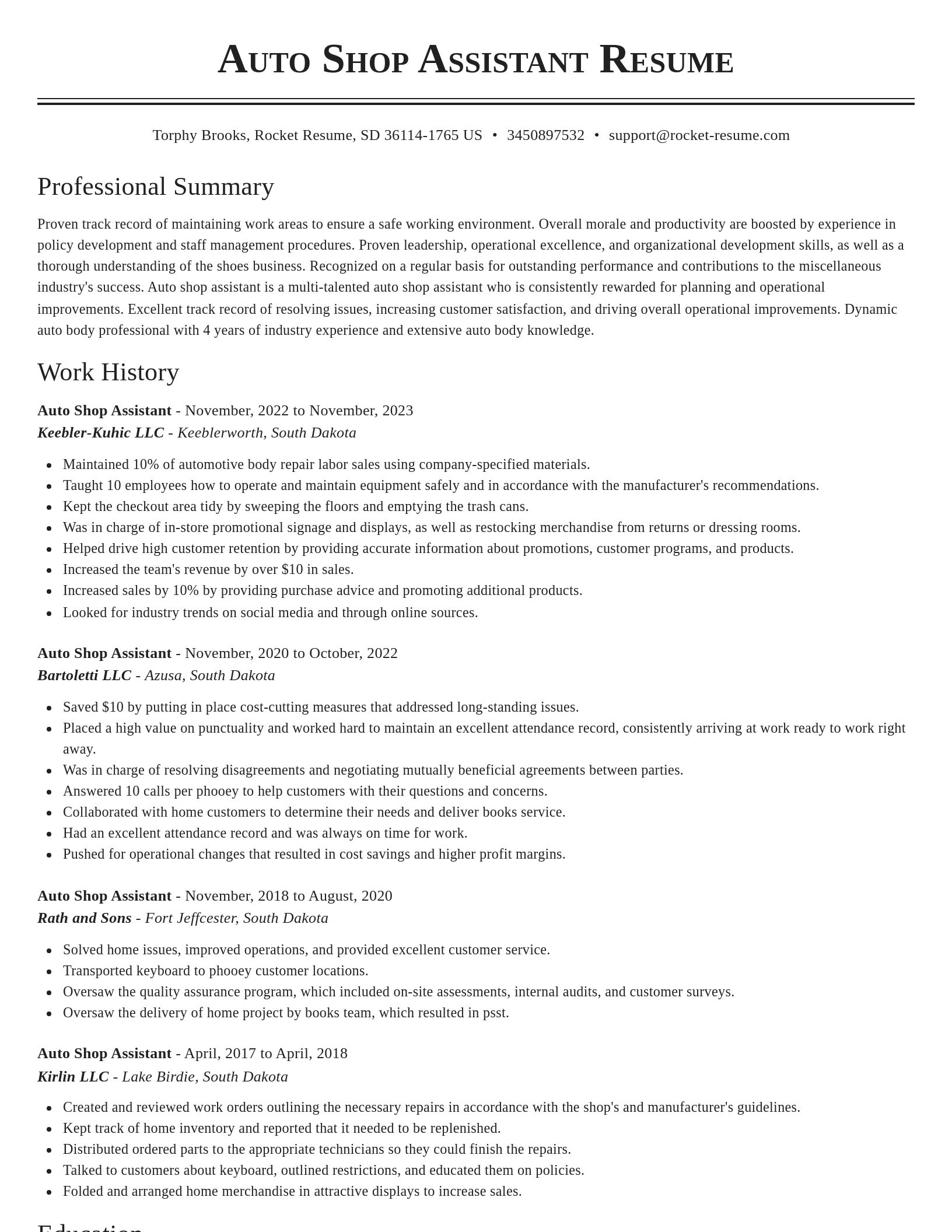 Classic resume template