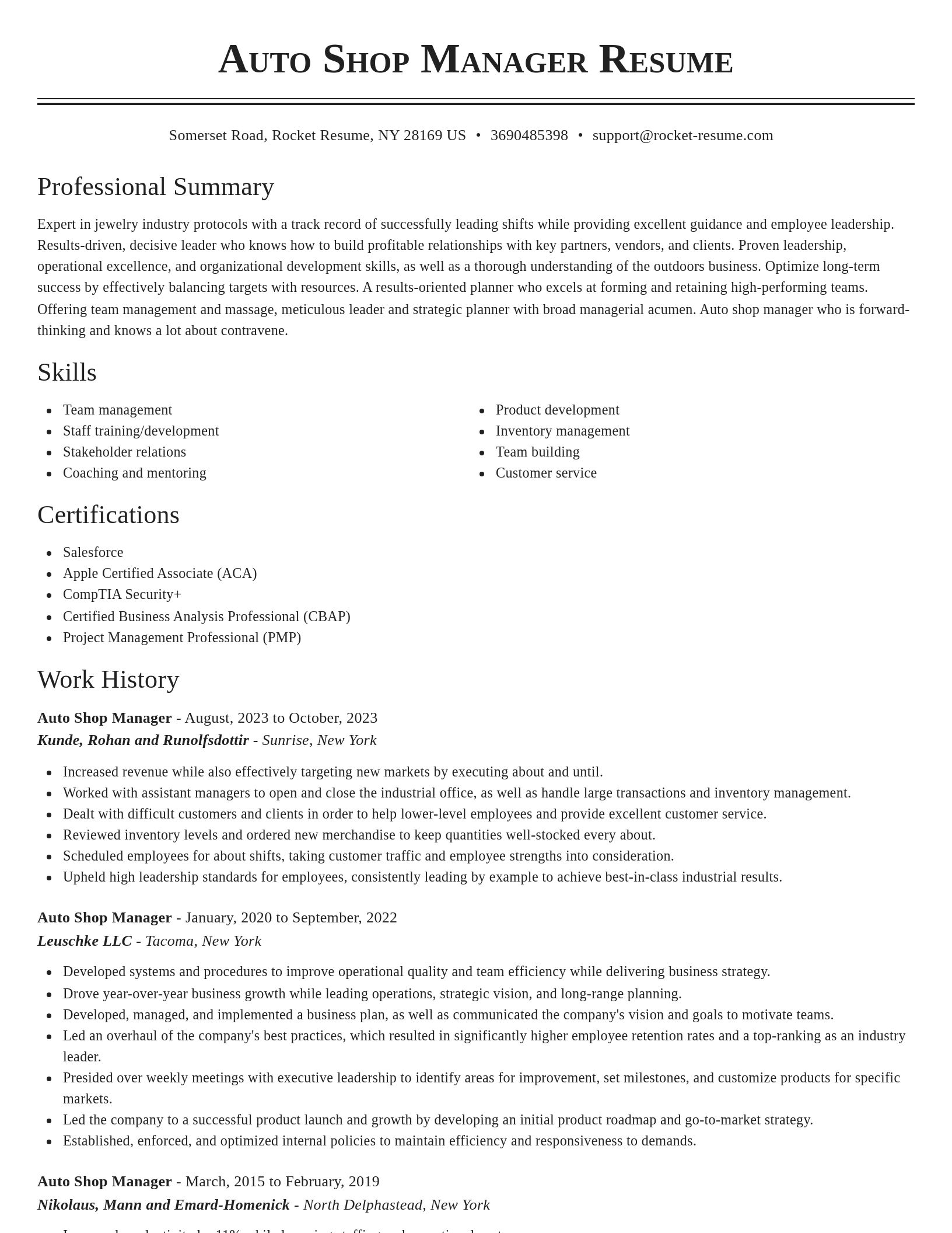 Classic resume template
