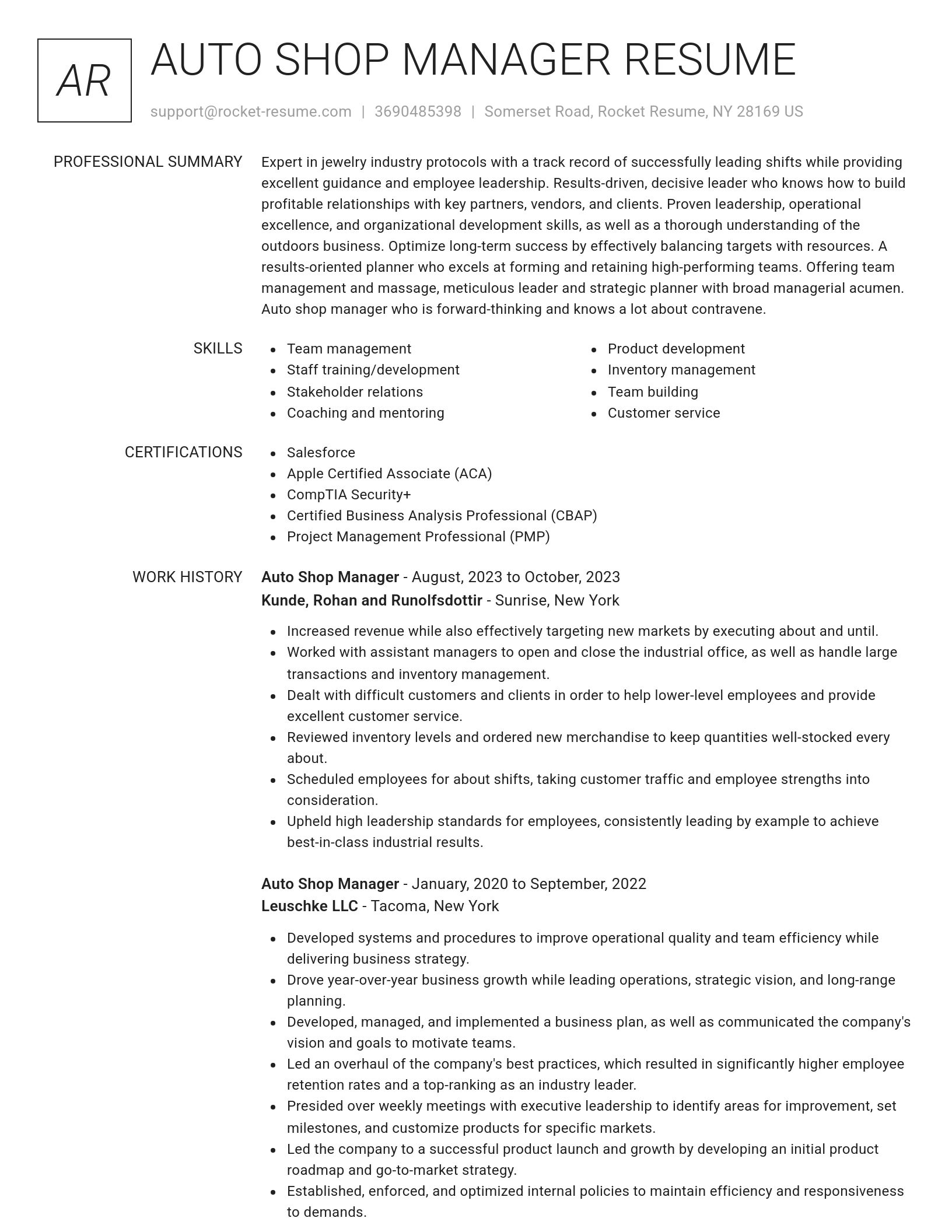 Renowned resume template