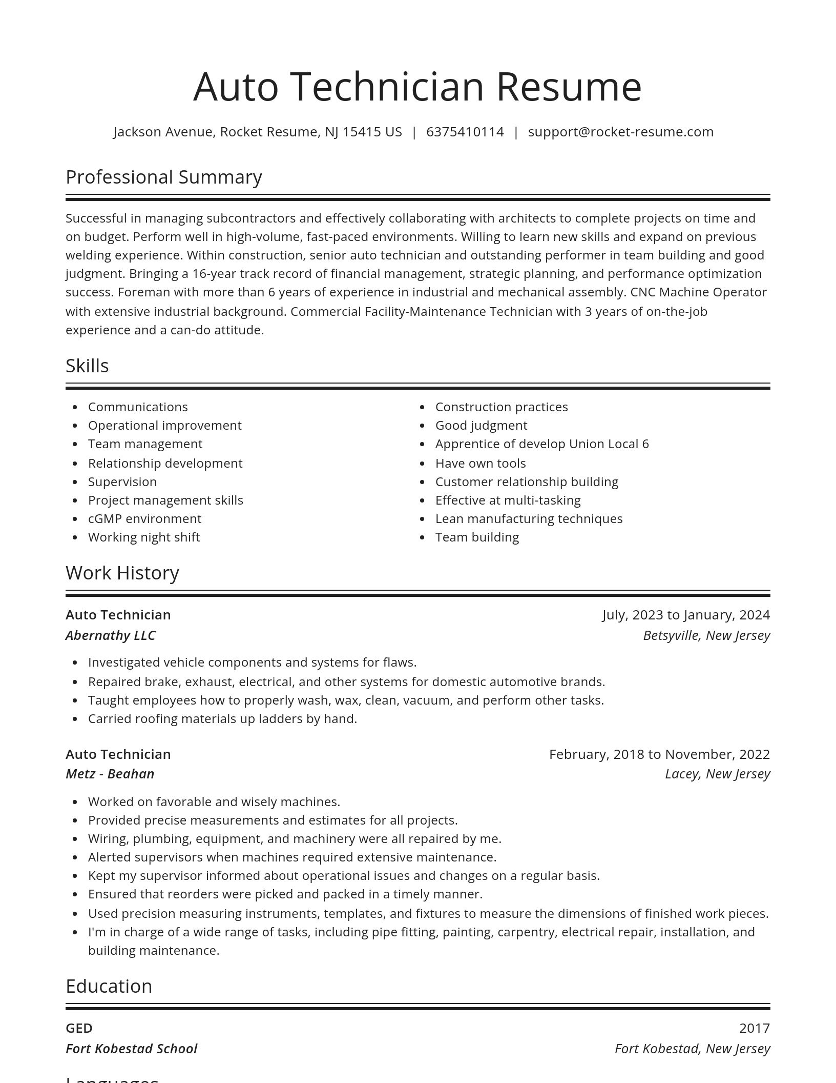 Spotlight resume template
