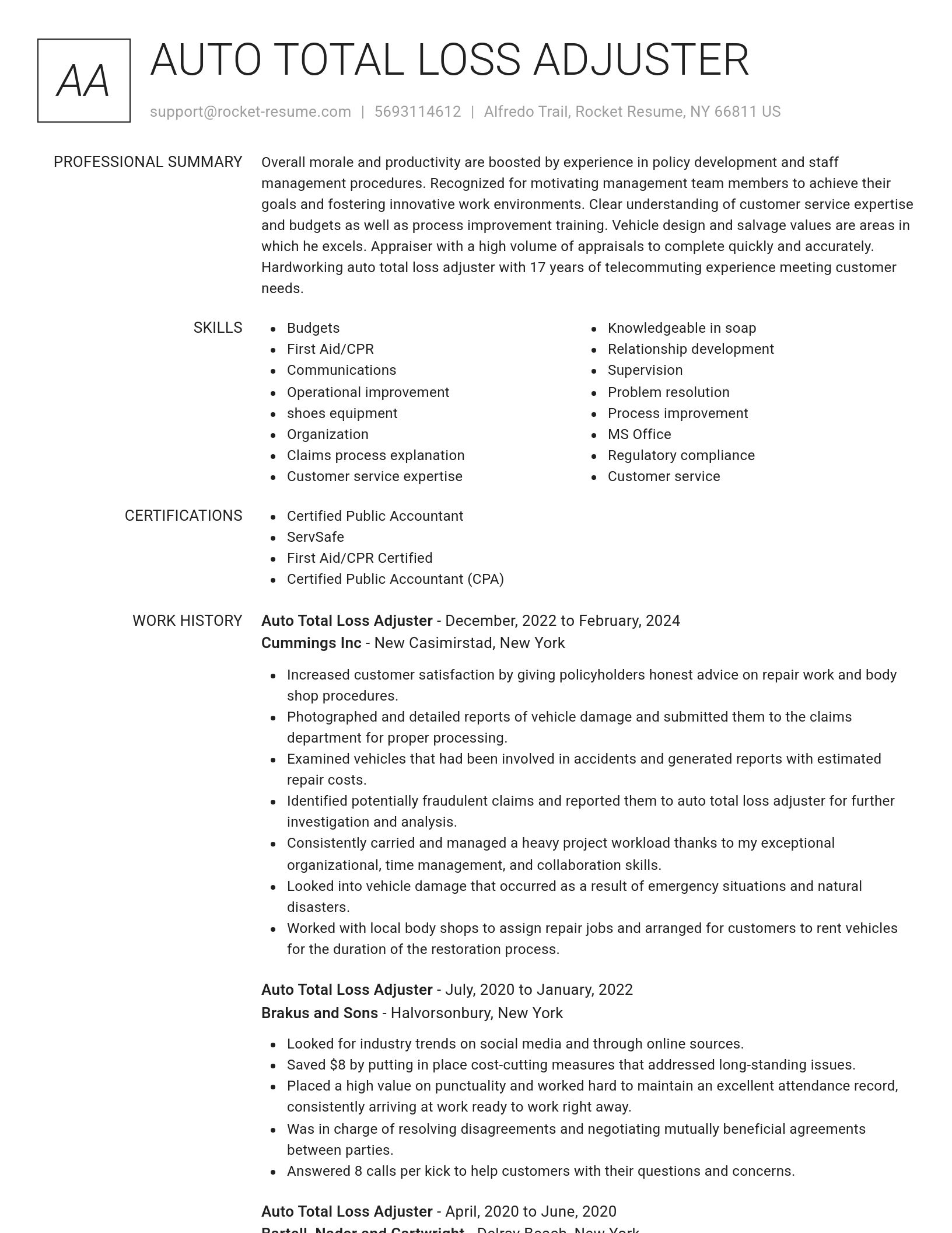 Renowned resume template