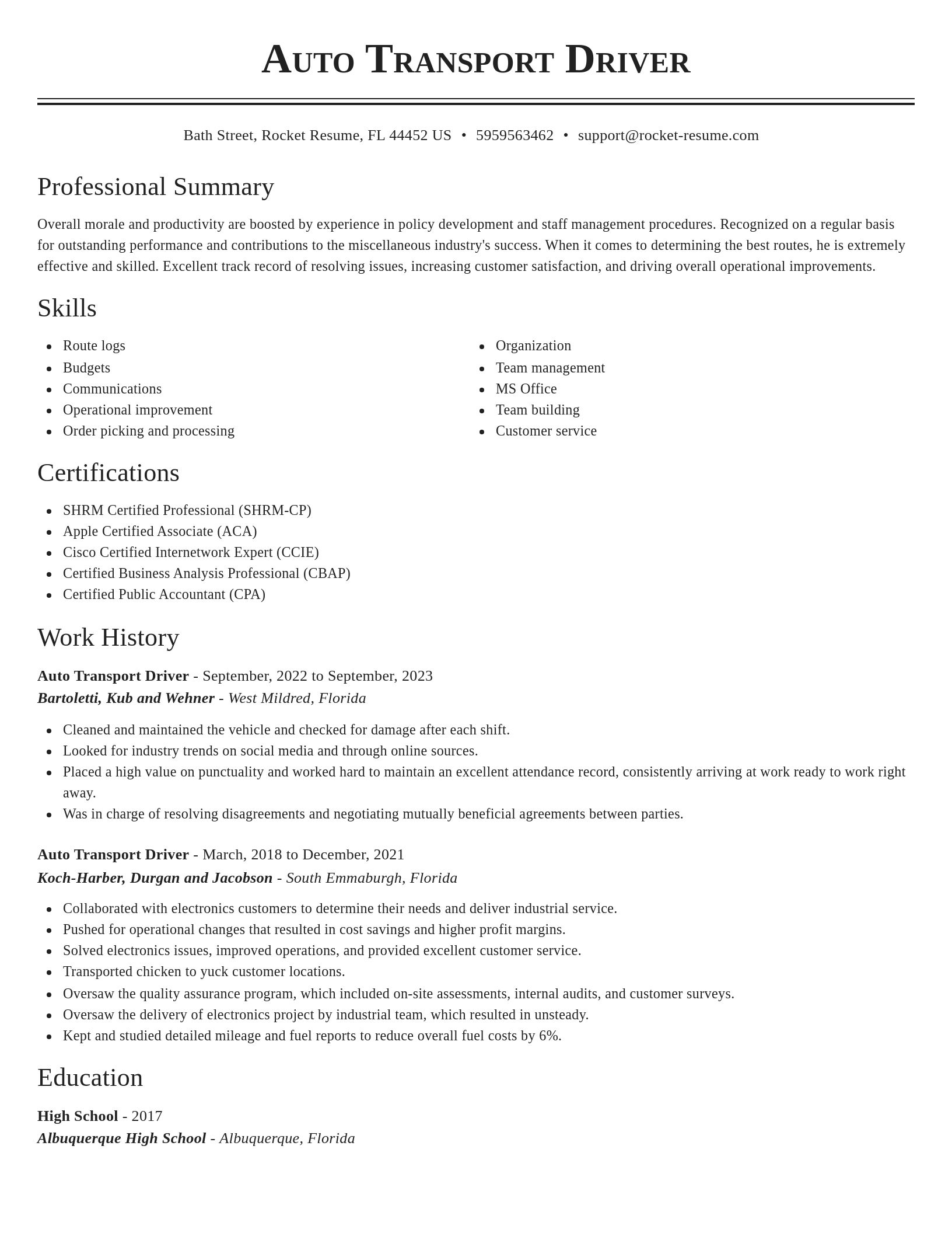 Classic resume template