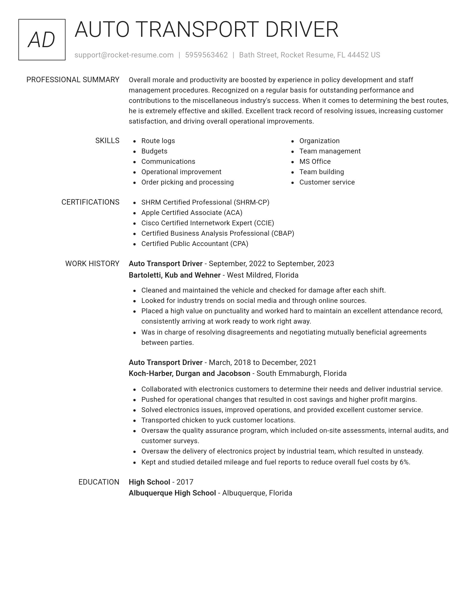 Renowned resume template