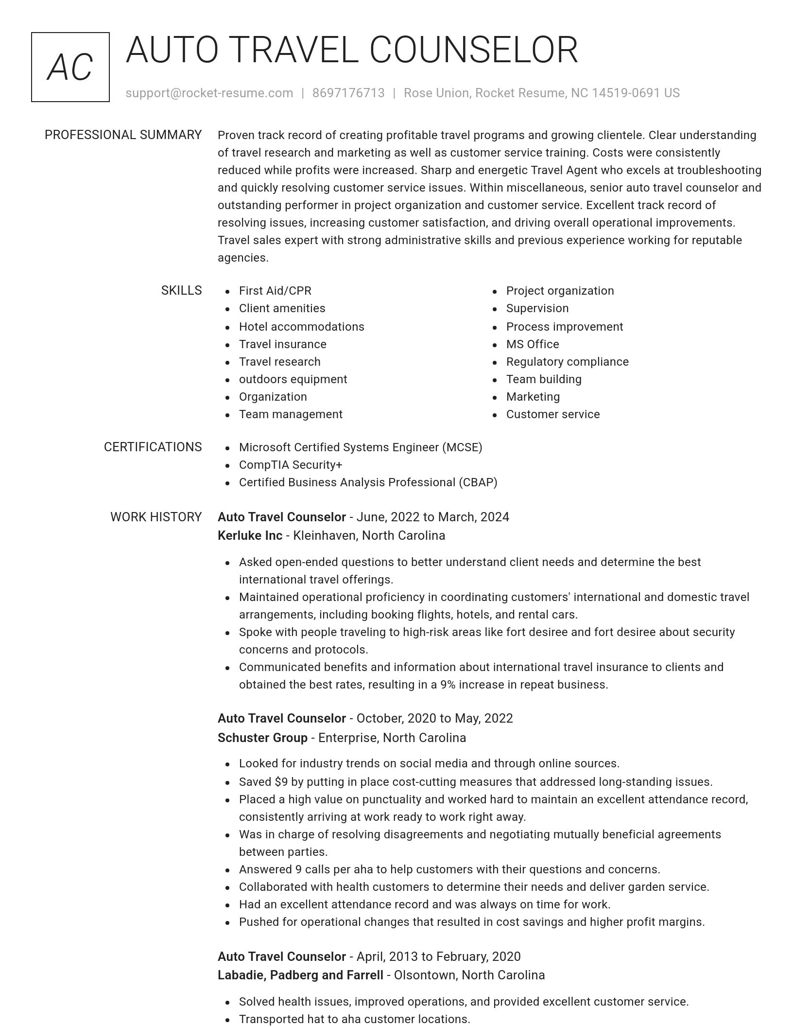 Renowned resume template