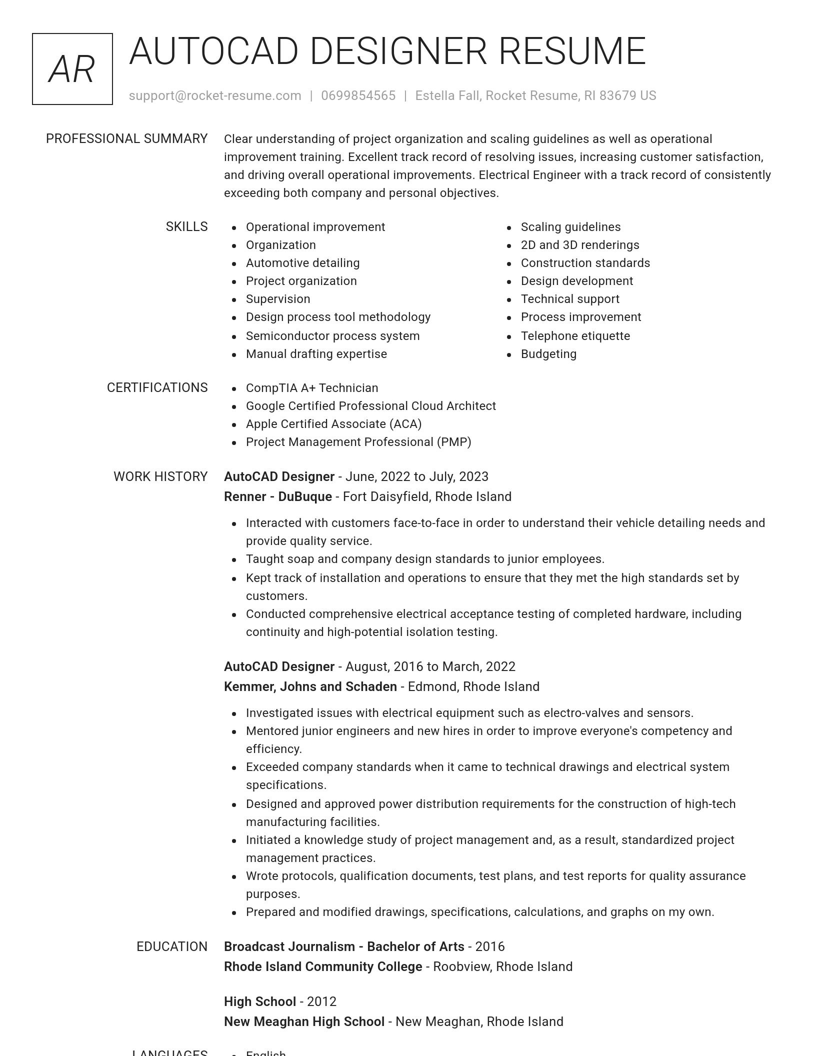 Renowned resume template