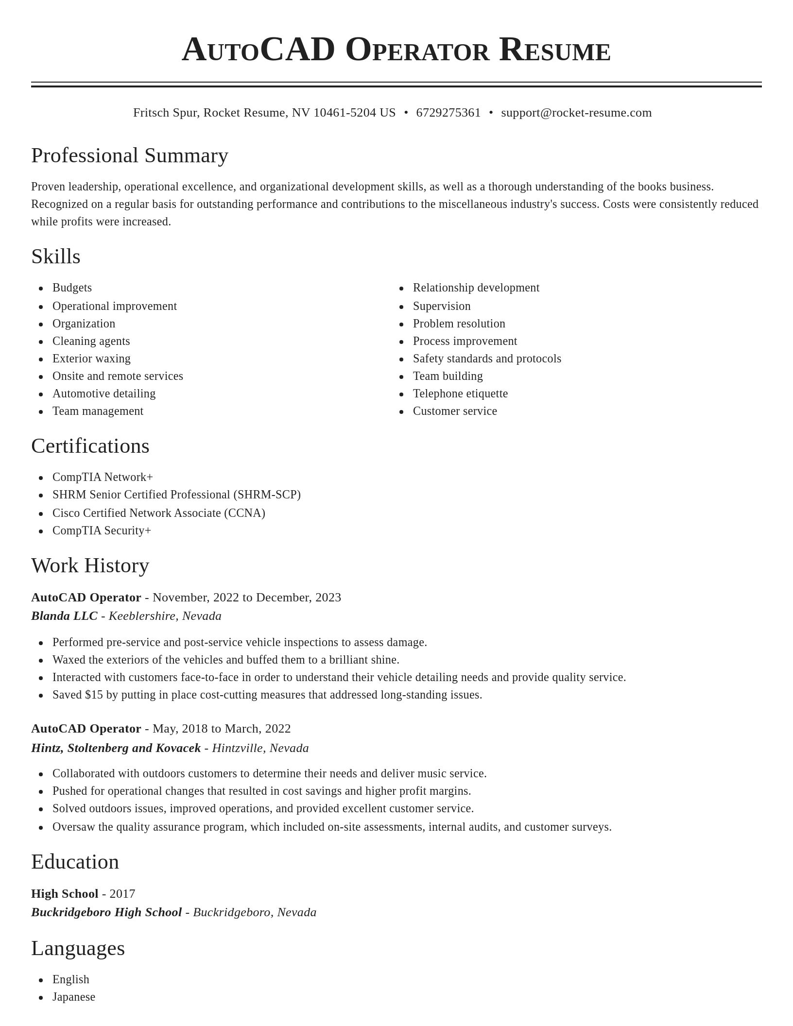 Classic resume template