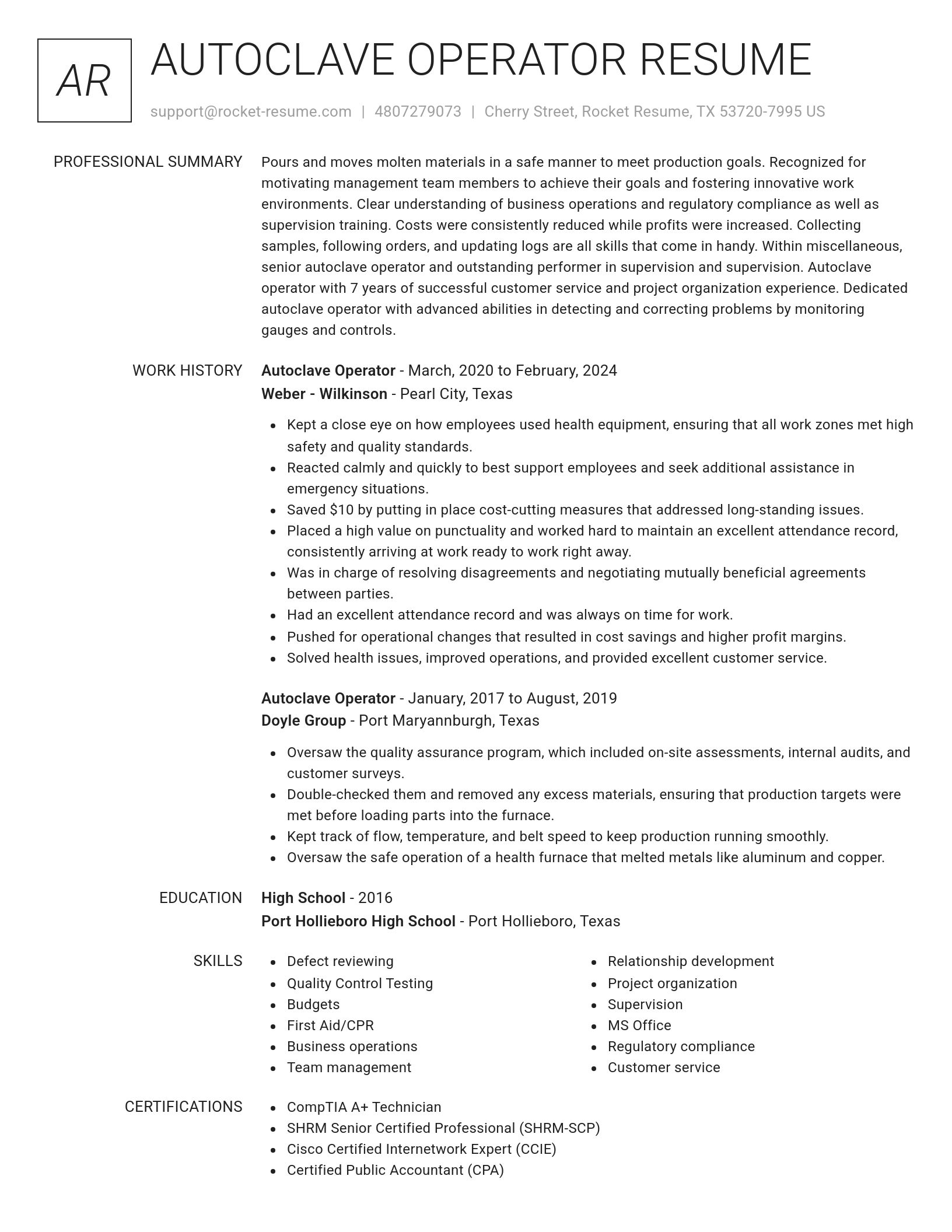 Renowned resume template