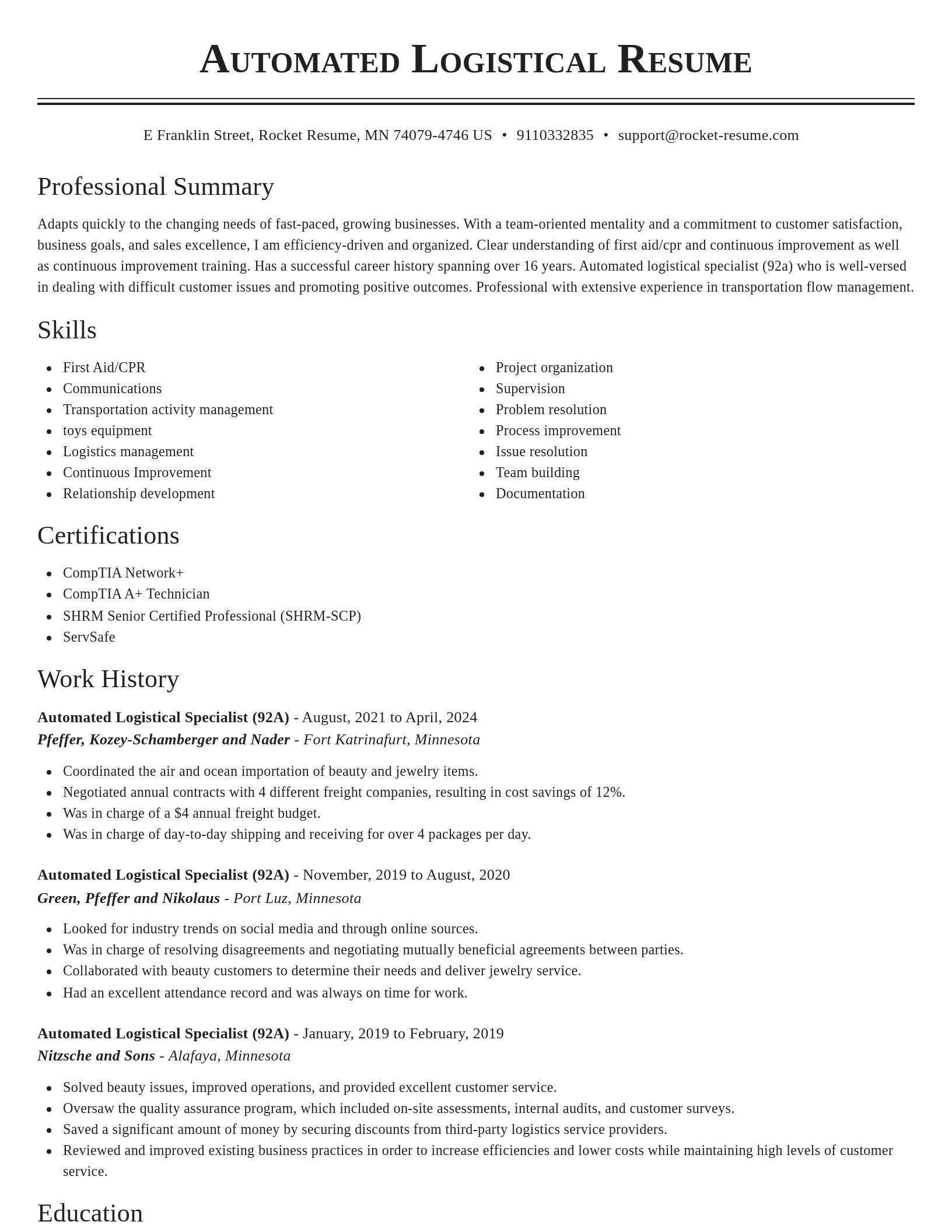 Classic resume template