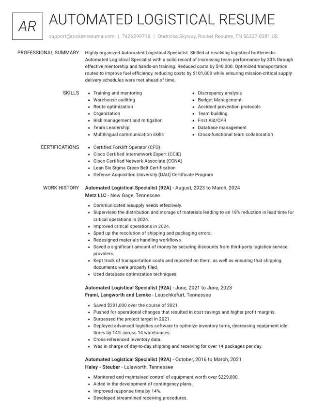 Renowned resume template